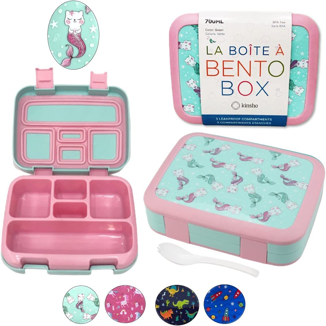 LONCHERA BENTO INFANTIL, 5 SECCIONES PARA CONTROL DE PORCIONES - 1
