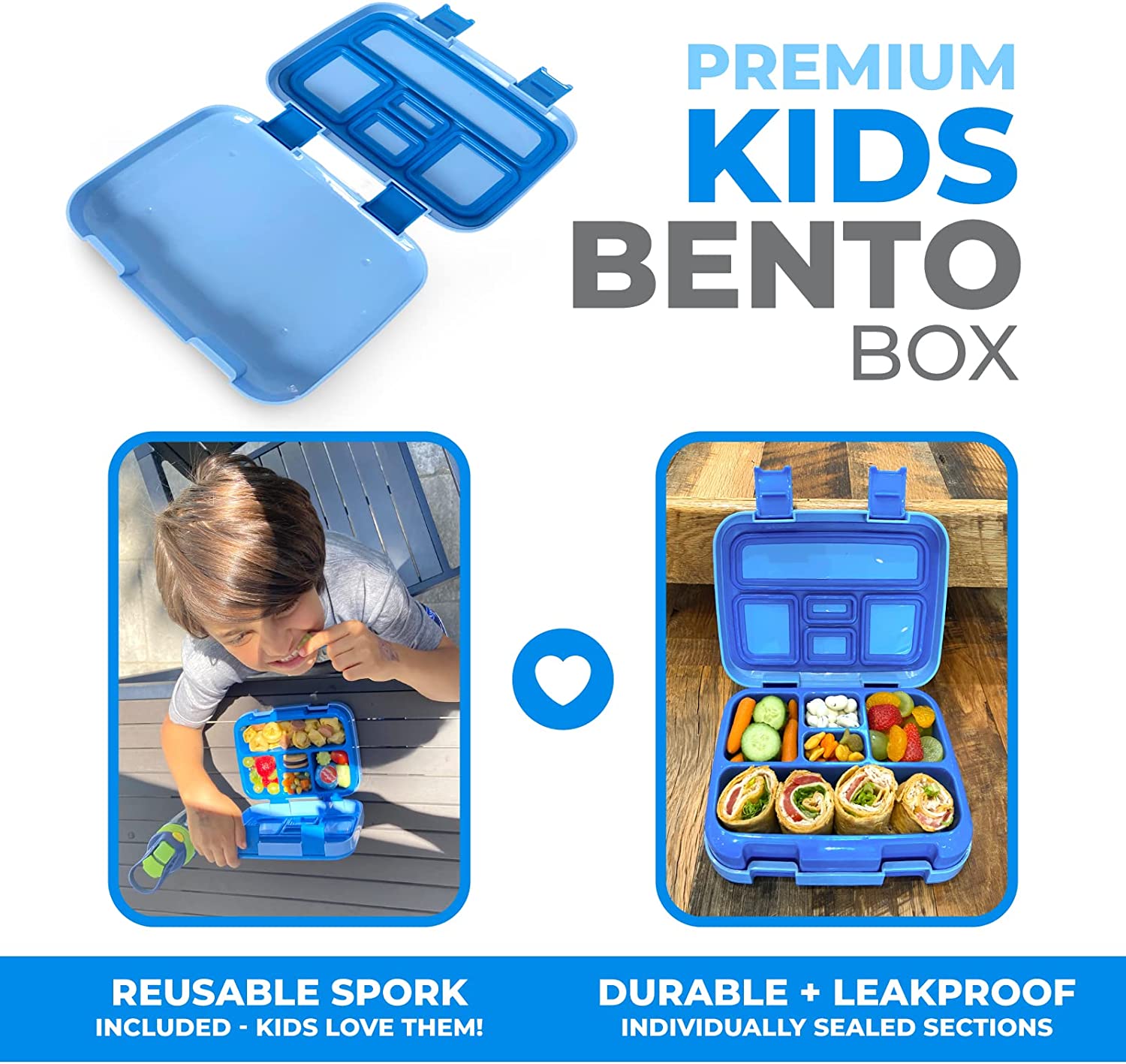 LONCHERA BENTO PARA NIÑOS, 5 SECCIONES DE PORCIONES - 2