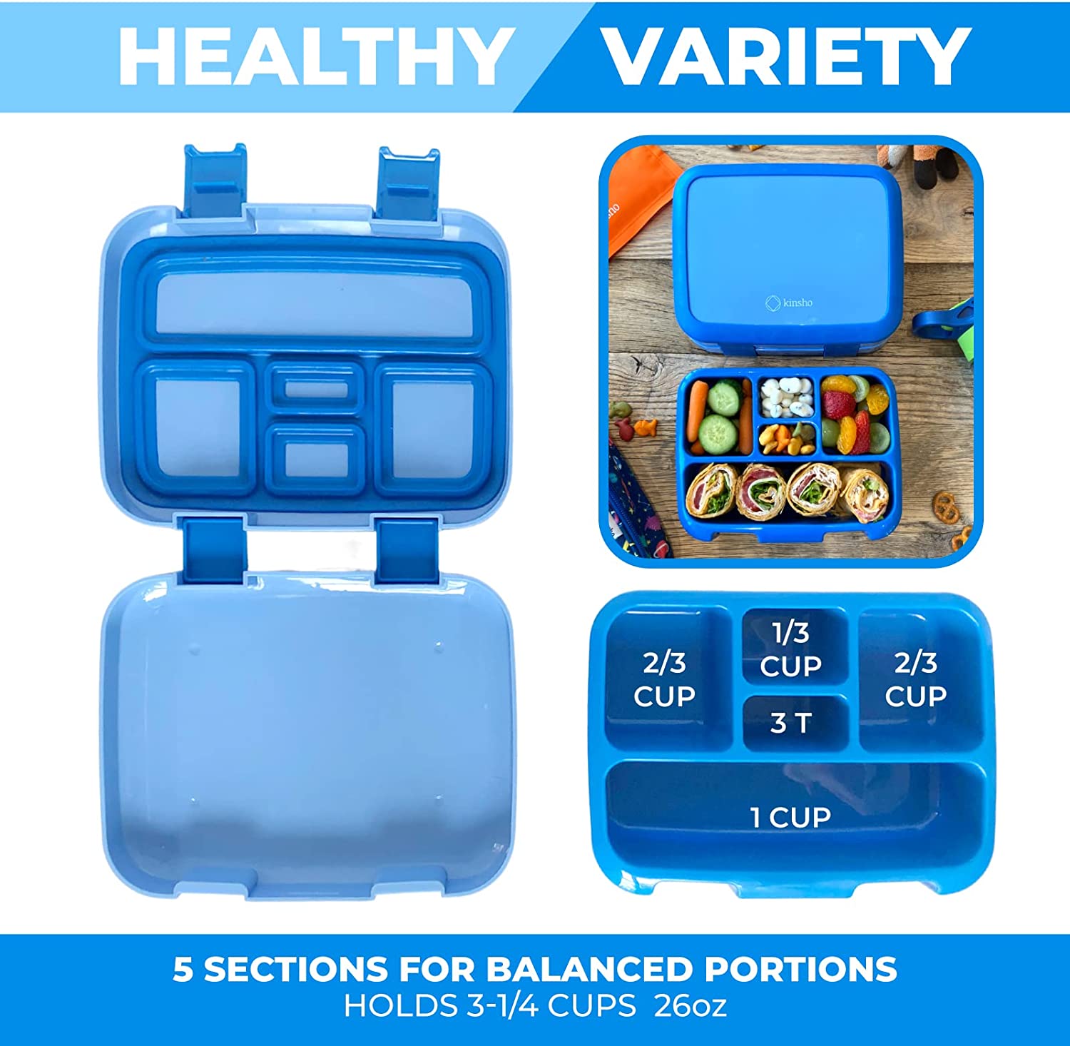 LONCHERA BENTO PARA NIÑOS, 5 SECCIONES DE PORCIONES - 5
