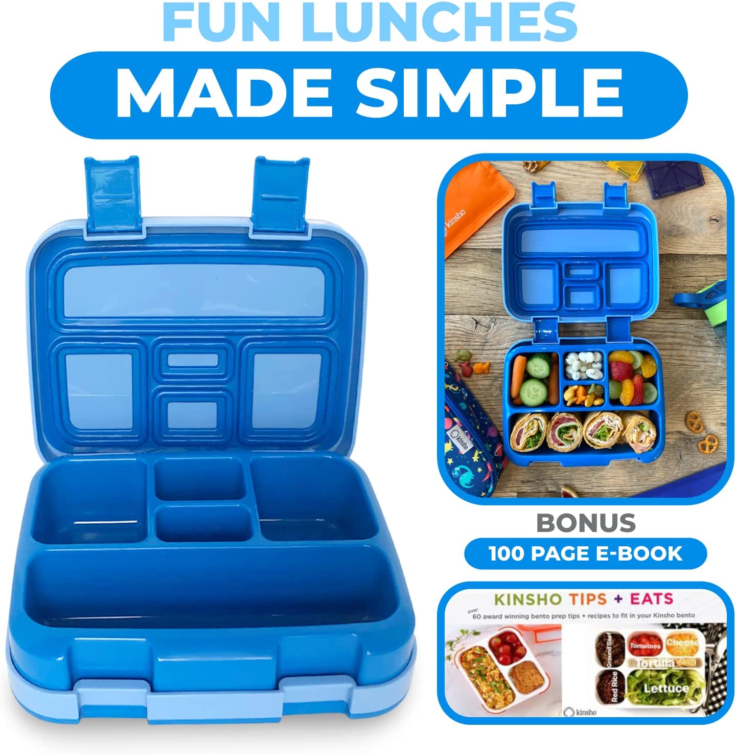 LONCHERA BENTO PARA NIÑOS, 5 SECCIONES DE PORCIONES - 6