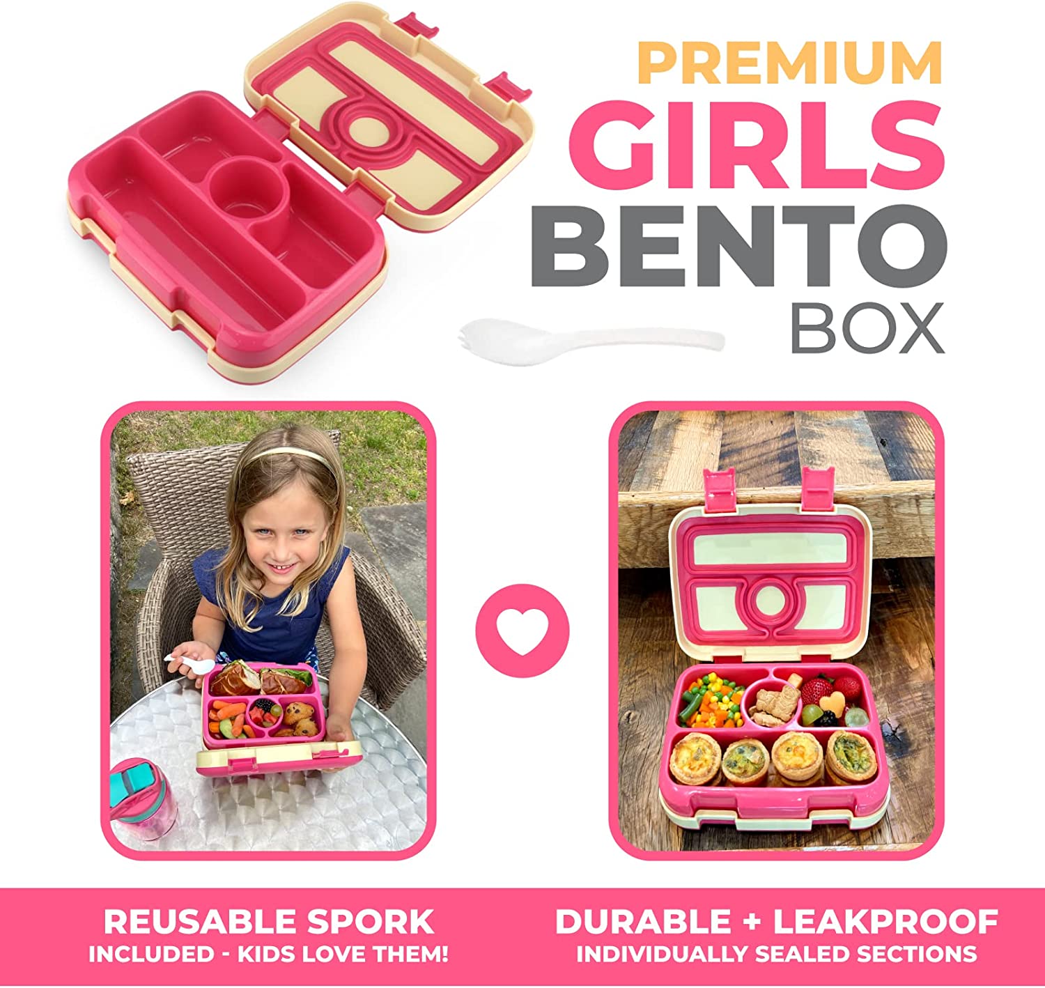 LONCHERA BENTO PARA NIÑOS Y NIÑAS PEQUEÑAS, TAPA SEGURA - 2