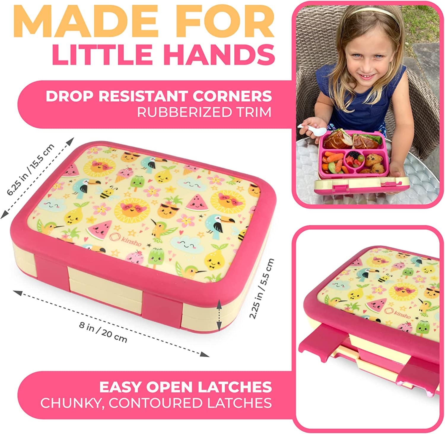 LONCHERA BENTO PARA NIÑOS Y NIÑAS PEQUEÑAS, TAPA SEGURA - 3