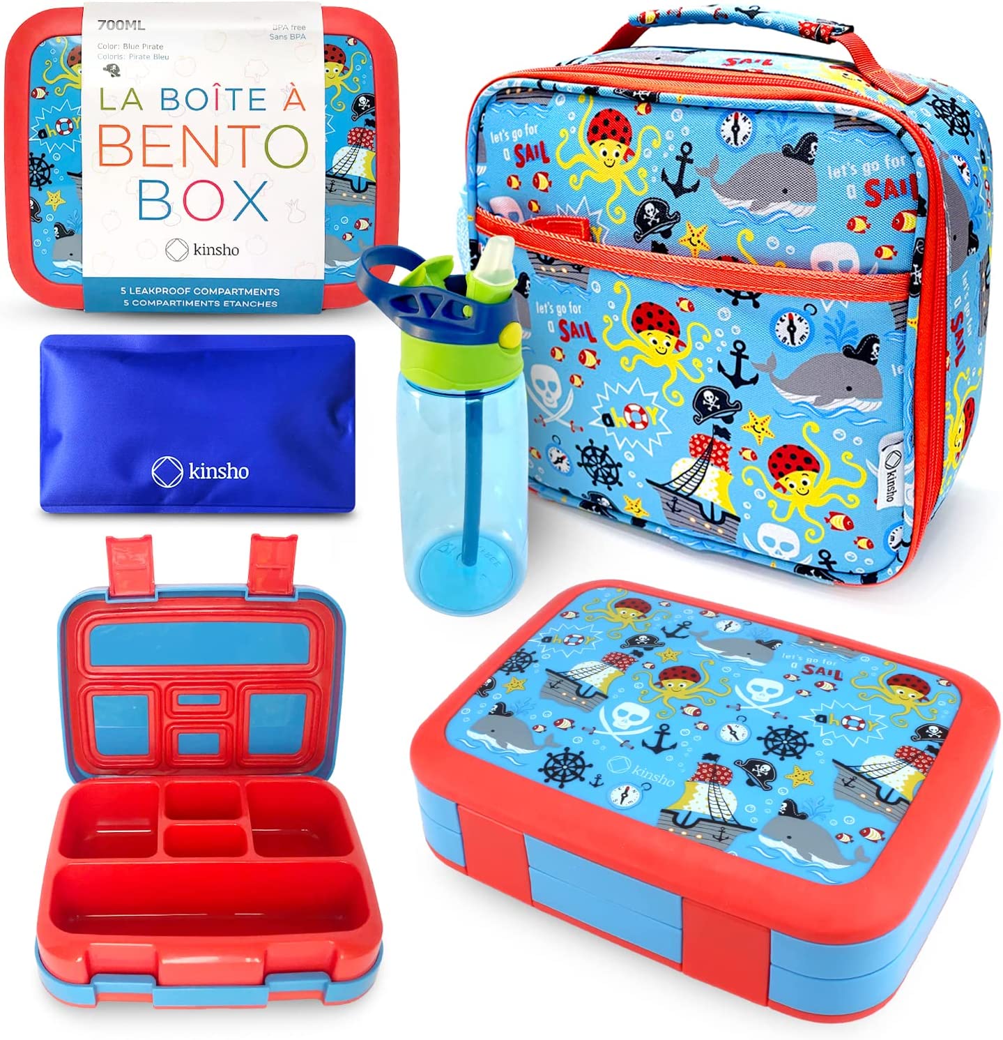 BENTO BOX, BOLSA DE ALMUERZO AISLADA, BOLSA DE HIELO Y BOTELLA DE AGUA PARA NIÑOS - 1