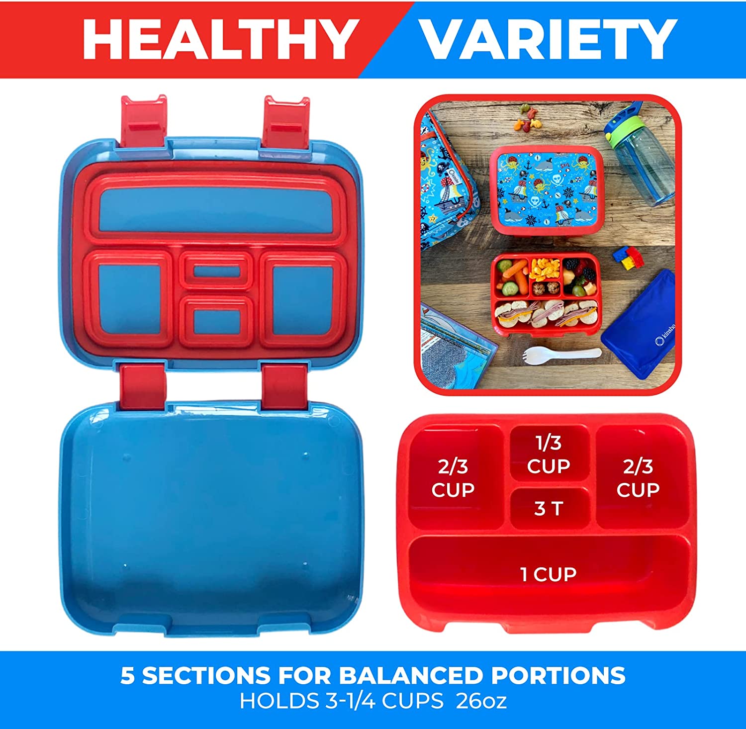 BENTO BOX, BOLSA DE ALMUERZO AISLADA, BOLSA DE HIELO Y BOTELLA DE AGUA PARA NIÑOS - 5