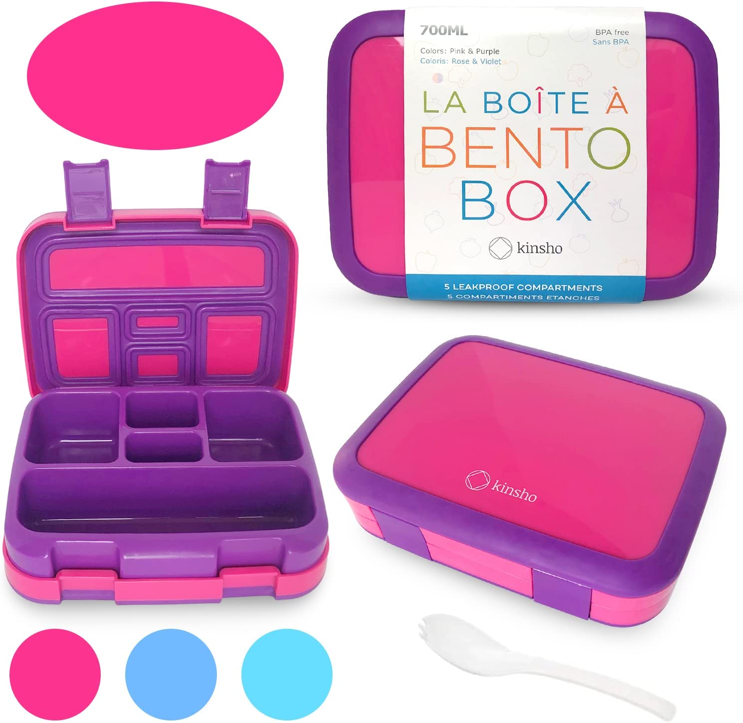 LONCHERA BENTO PARA NIÑOS Y NIÑAS, 5 SECCIONES DE PORCIONES - 1