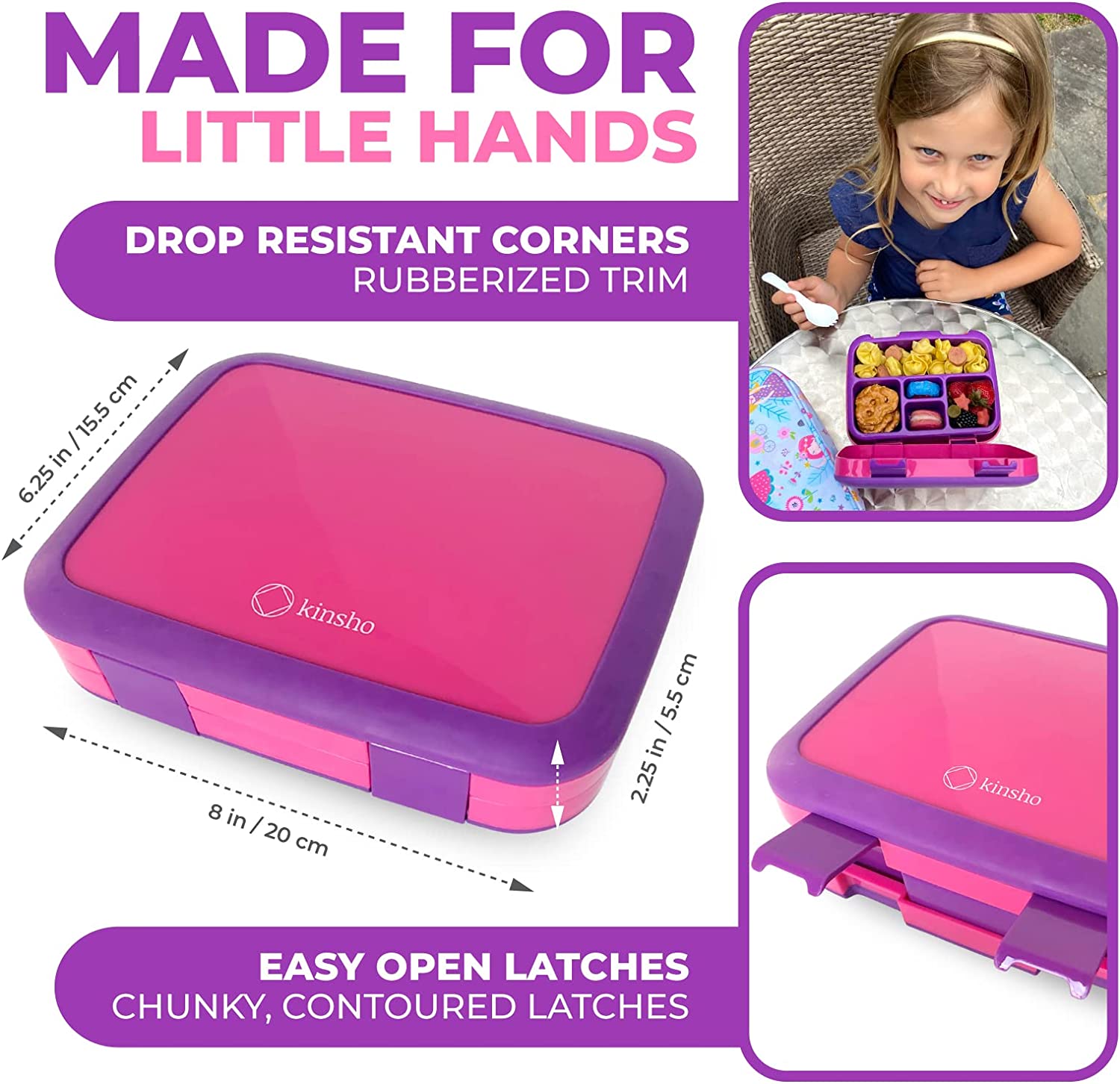 LONCHERA BENTO PARA NIÑOS Y NIÑAS, 5 SECCIONES DE PORCIONES - 3