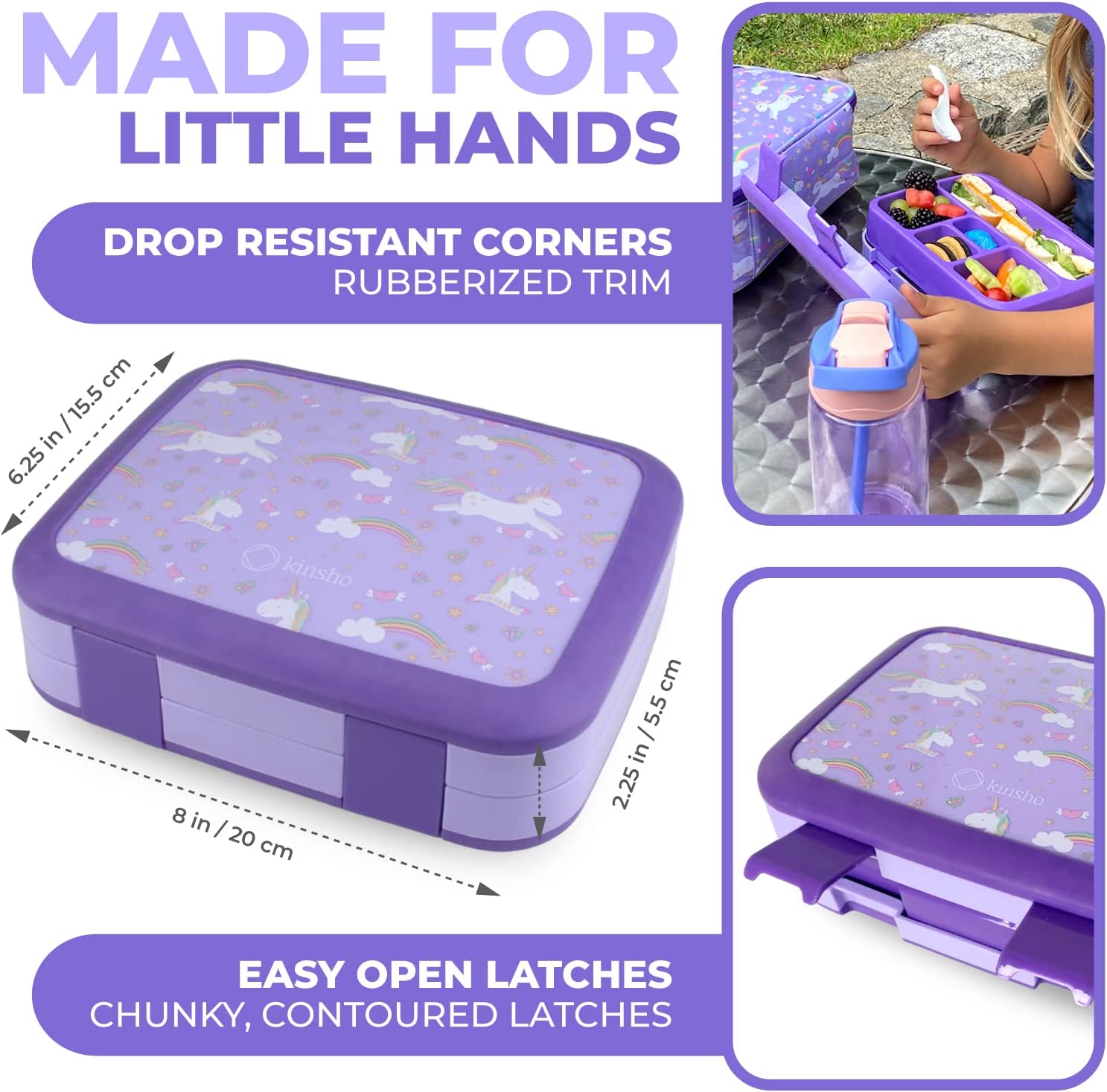 LONCHERA BENTO PARA NIÑOS Y NIÑAS, 5 SECCIONES DE PORCIONES - 3