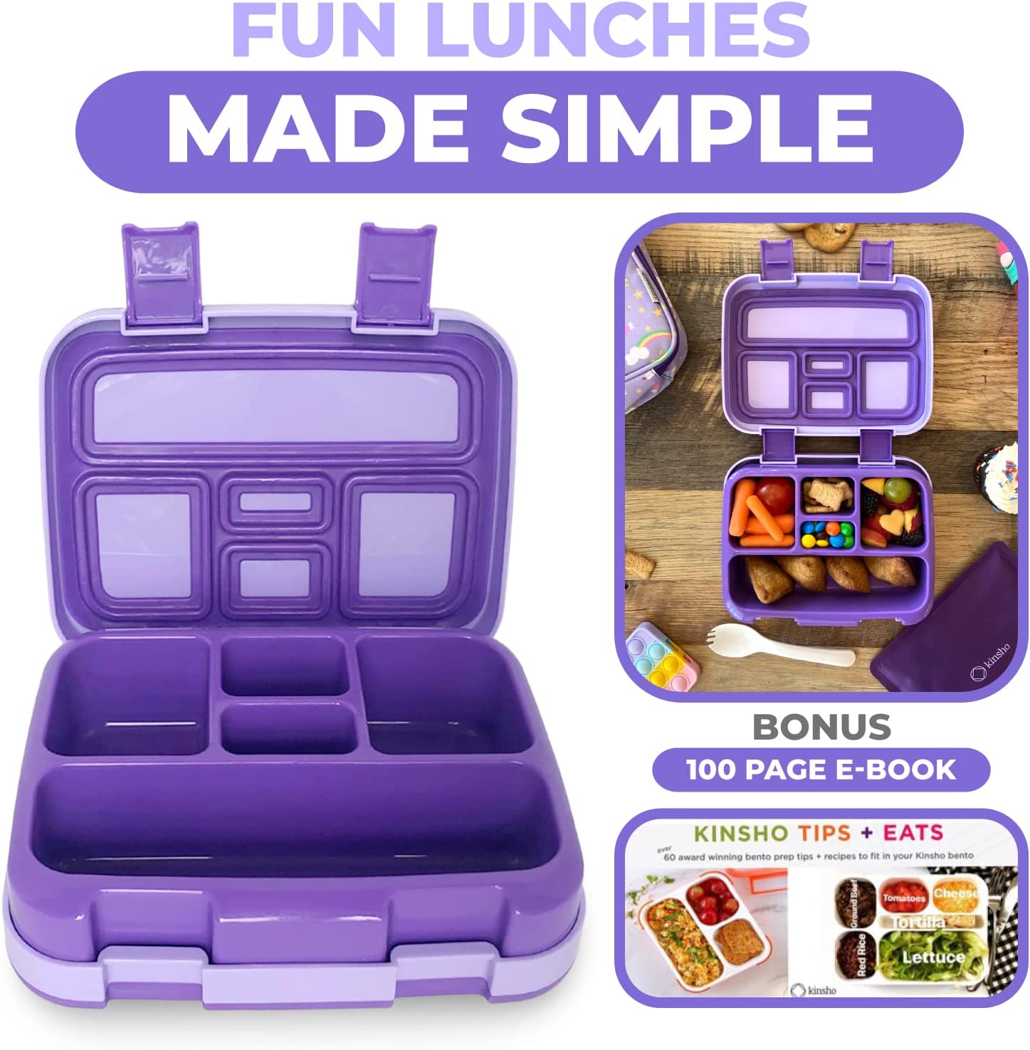 LONCHERA BENTO PARA NIÑOS Y NIÑAS, 5 SECCIONES DE PORCIONES - 6