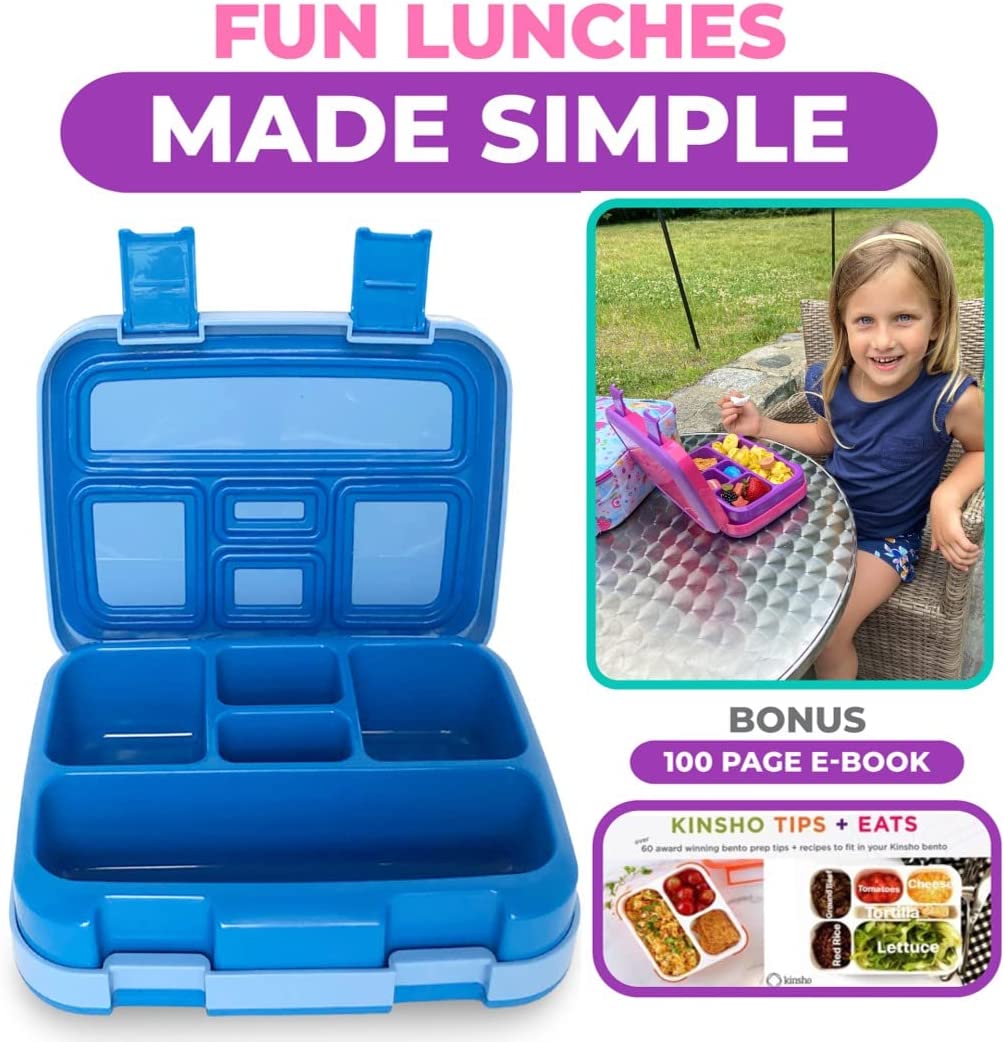LONCHERA BENTO PARA NIÑOS Y NIÑAS, 5 SECCIONES DE PORCIONES PAQUETE DE 2 - 6