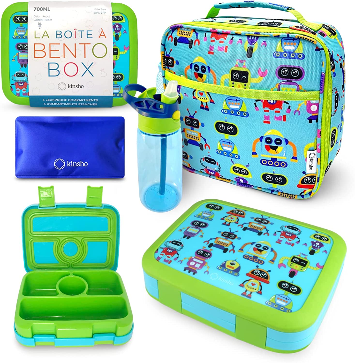 LONCHERA BENTO CON BOLSA DE AISLAMIENTO, BOTELLA DE AGUA Y BOLSA DE HIELO - 1