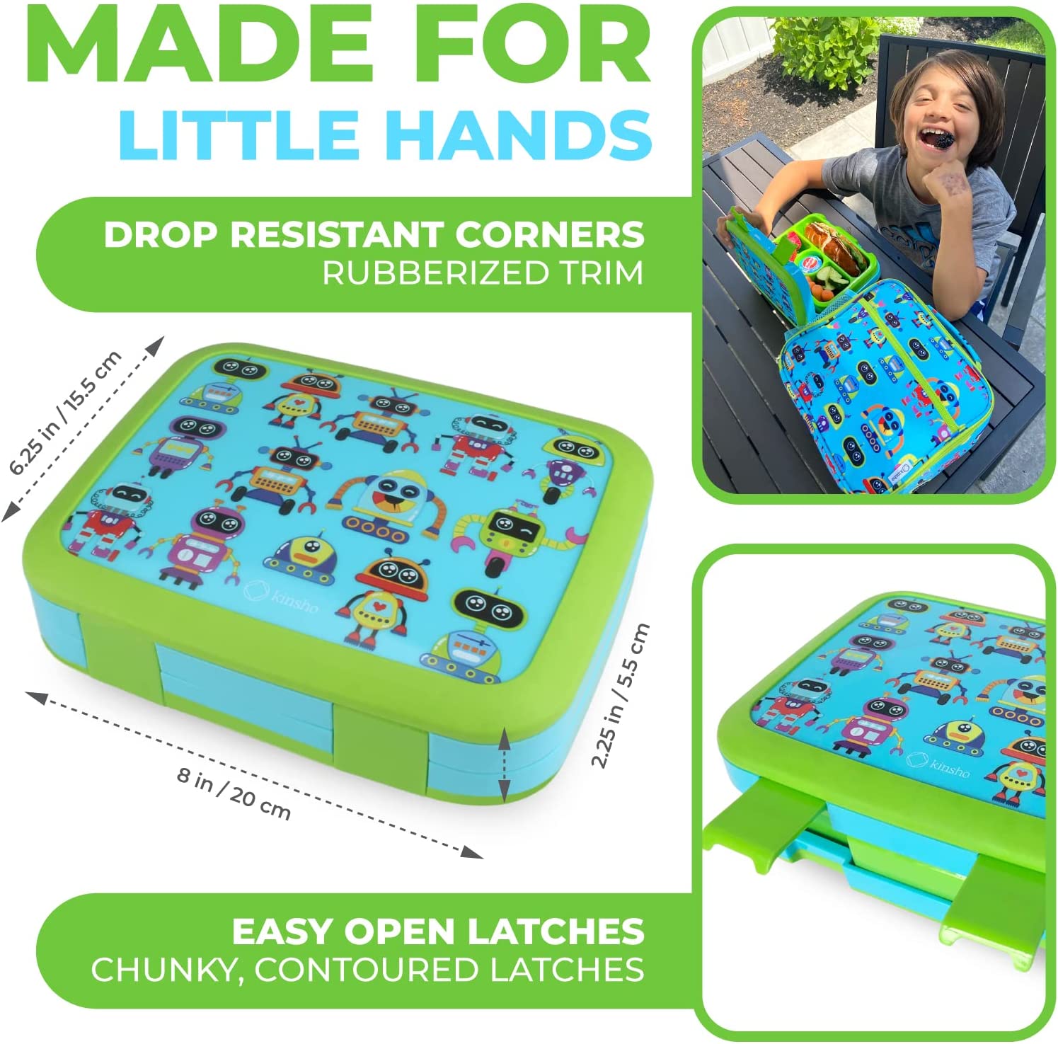 LONCHERA BENTO PARA NIÑOS PEQUEÑOS, 4 SECCIONES, TAPA SEGURA - 3