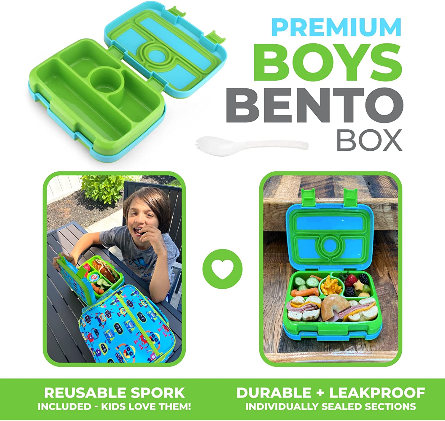 LONCHERA BENTO PARA NIÑOS PEQUEÑOS, 4 SECCIONES, TAPA SEGURA - 4