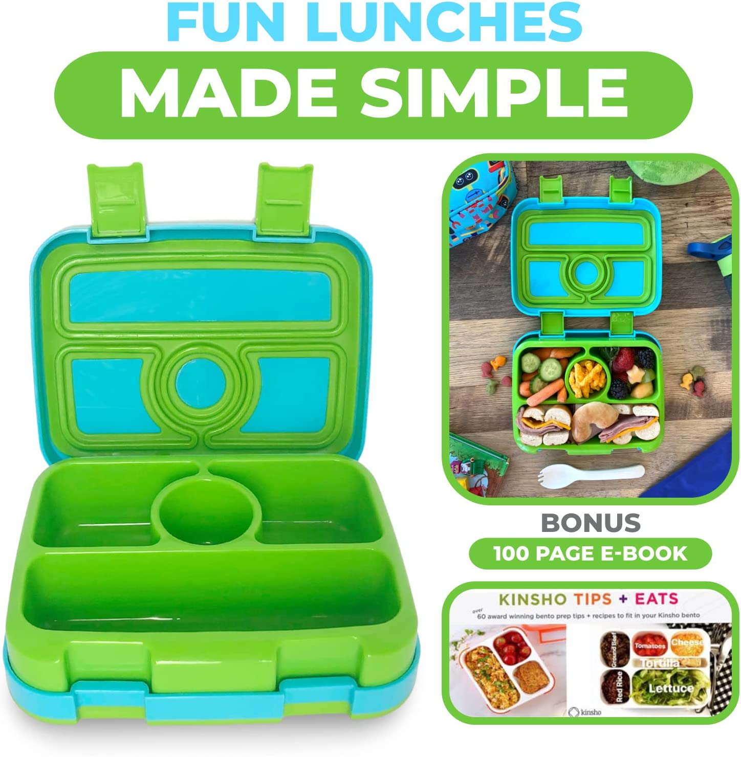 LONCHERA BENTO PARA NIÑOS PEQUEÑOS, 4 SECCIONES, TAPA SEGURA - 6