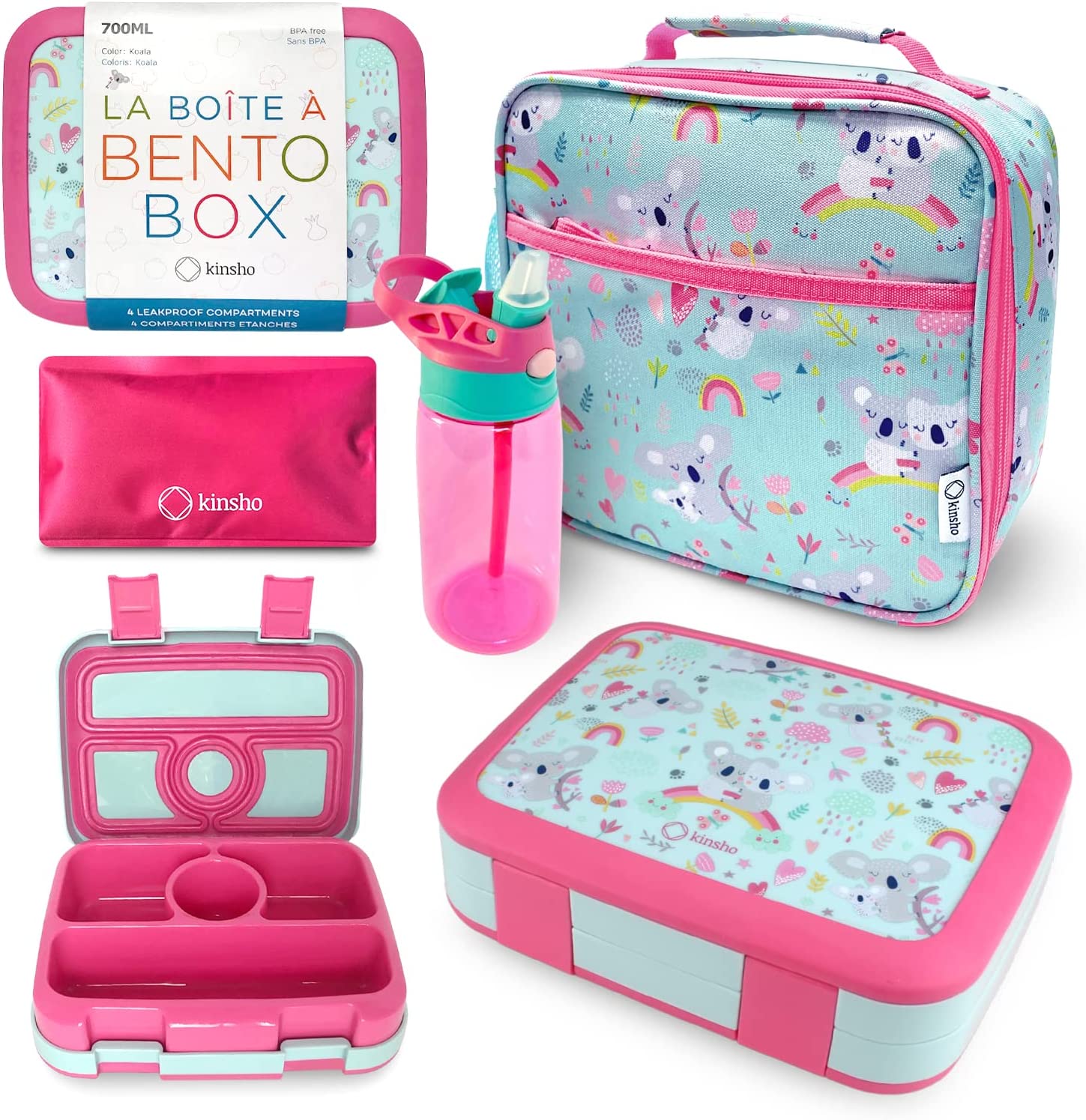 JUEGO DE LONCHERA BENTO, BOLSO DE AISLAMIENTO, BOTELLA DE AGUA Y BOLSA DE HIELO - 1