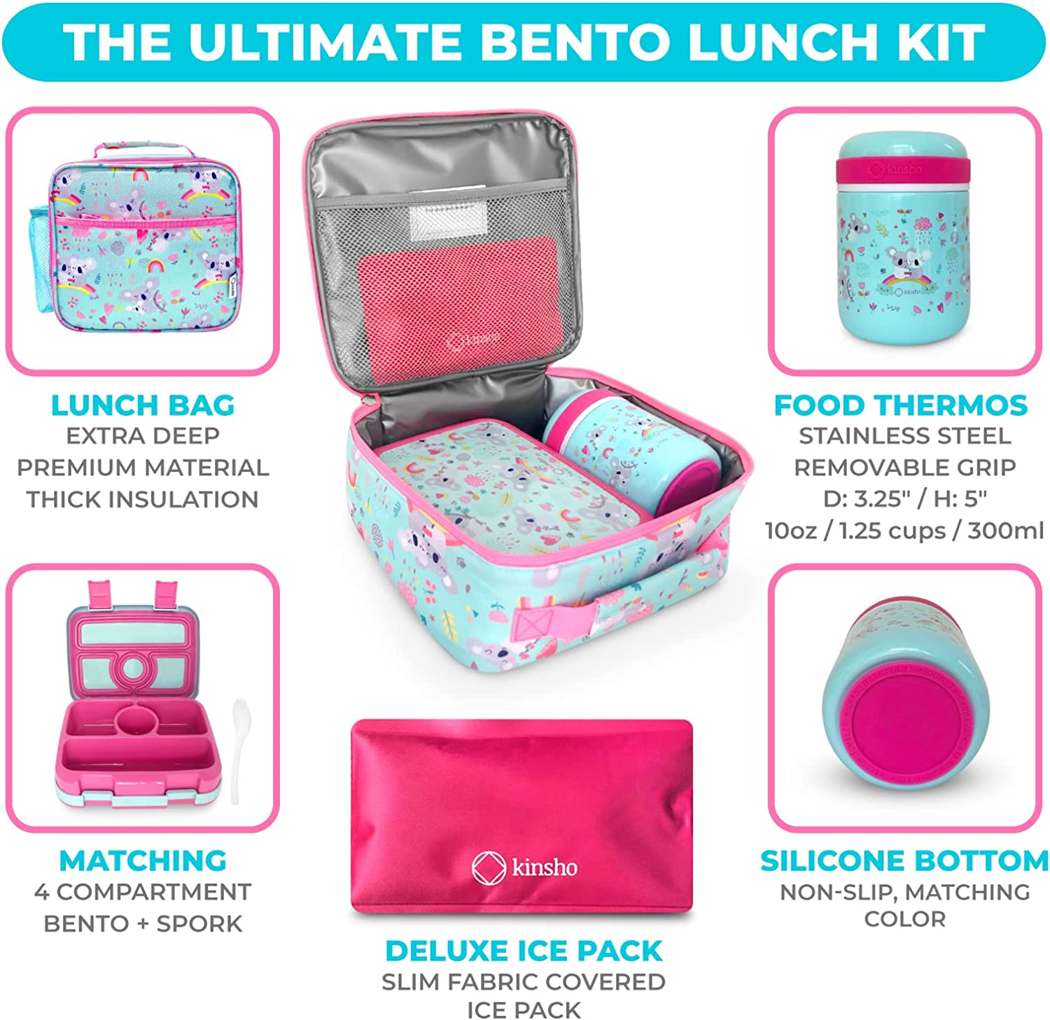 LONCHERA BENTO PARA NIÑOS CON TARRO PARA ALIMENTOS TÉRMICO PARA SOPA O ALIMENTOS CALIENTES - 2
