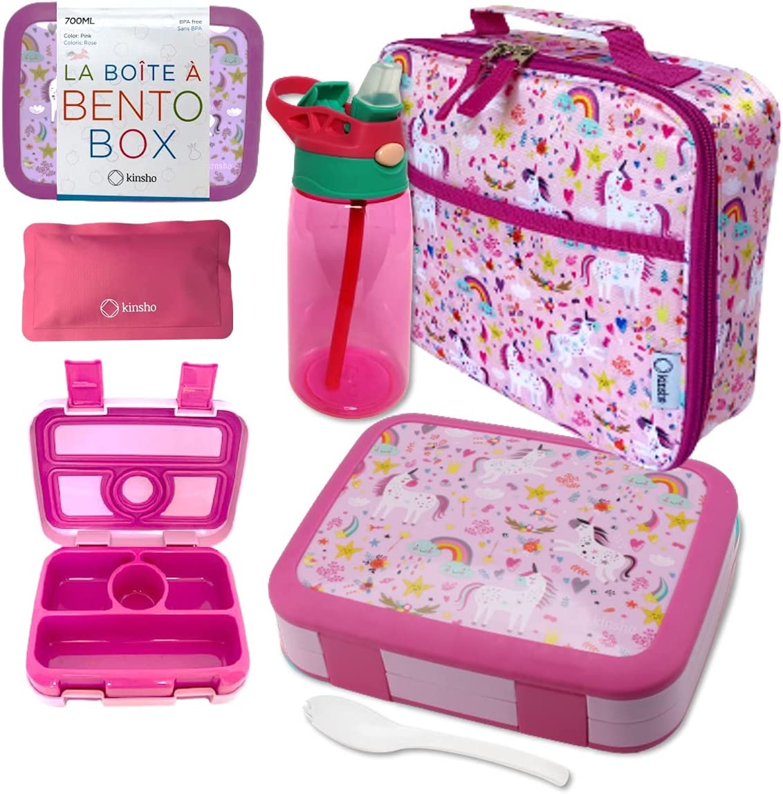 JUEGO DE LONCHERA BENTO, BOLSO DE AISLAMIENTO, BOTELLA DE AGUA Y BOLSA DE HIELO - 1