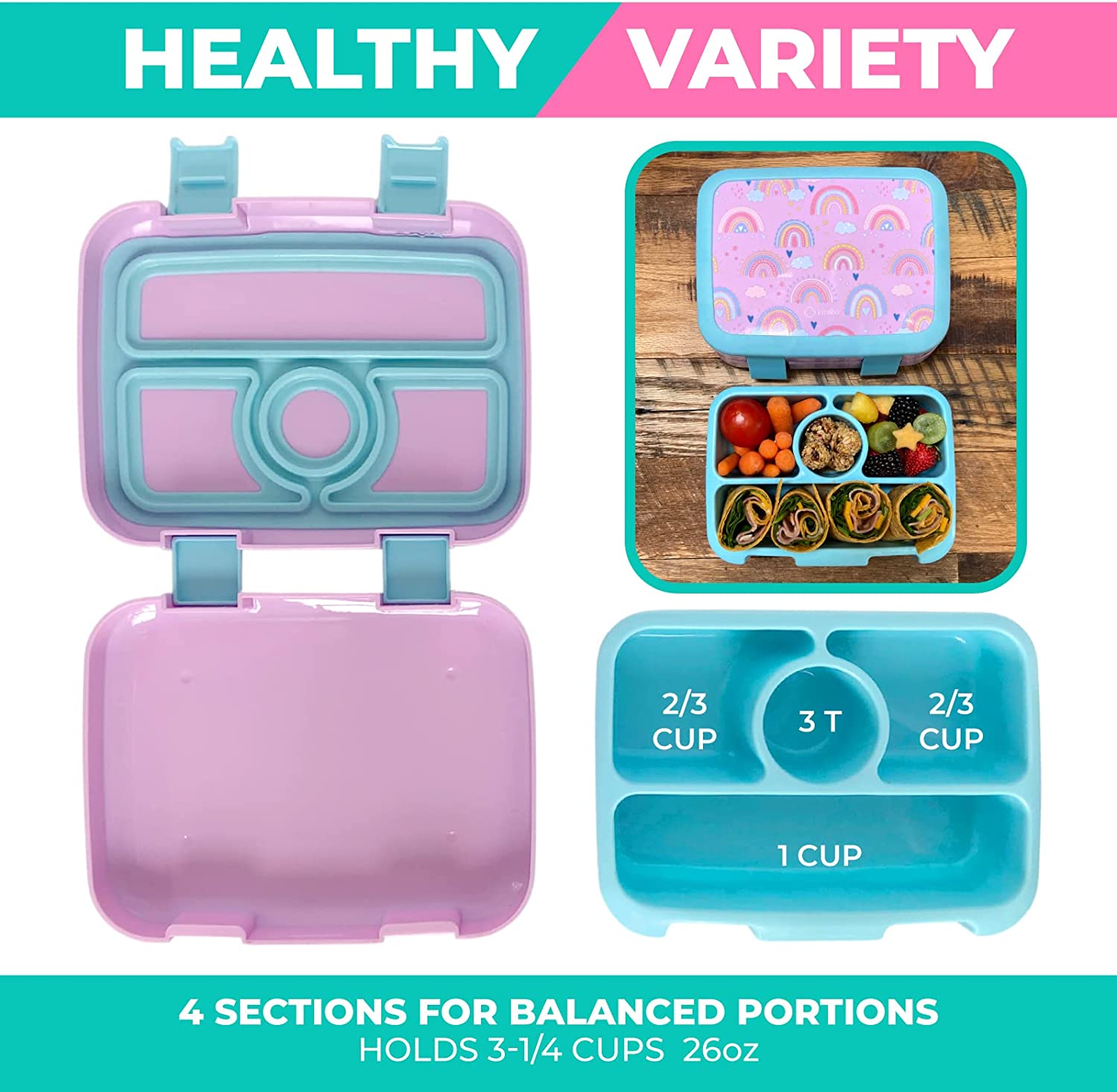 LONCHERA BENTO PARA NIÑOS, RECIPIENTES DE PREPARACIÓN DE COMIDAS - 5