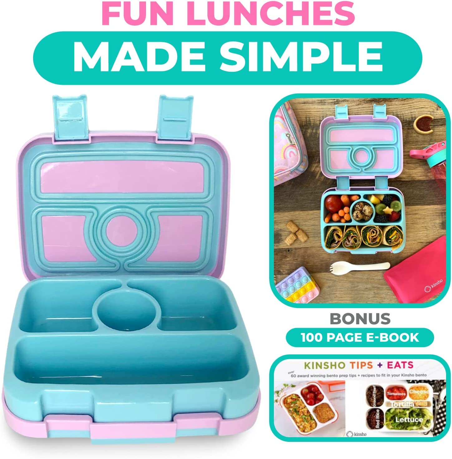 LONCHERA BENTO PARA NIÑOS, RECIPIENTES DE PREPARACIÓN DE COMIDAS - 6