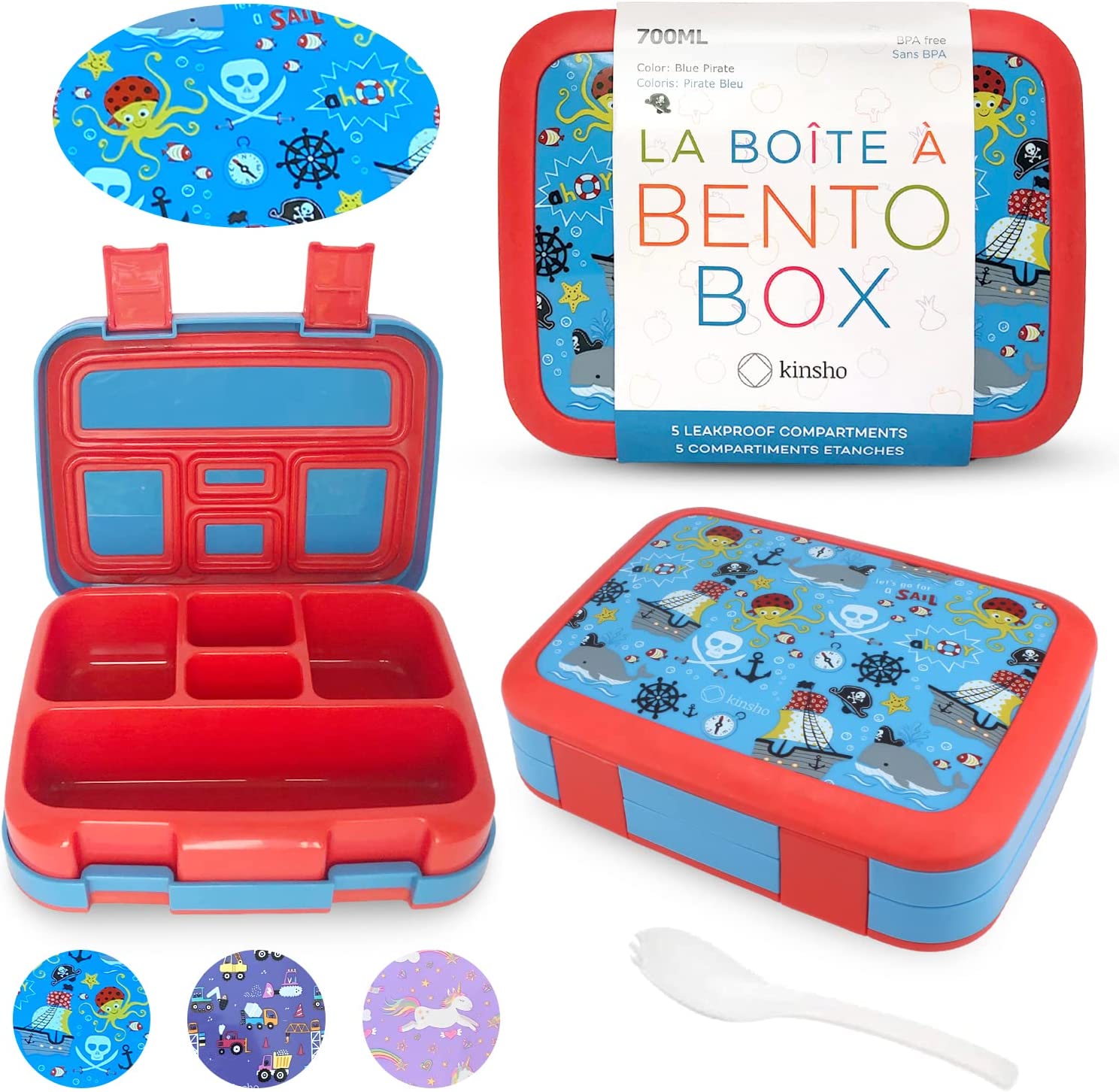 LONCHERA BENTO PARA NIÑOS PEQUEÑOS, 5 SECCIONES DE PORCIONES - 1