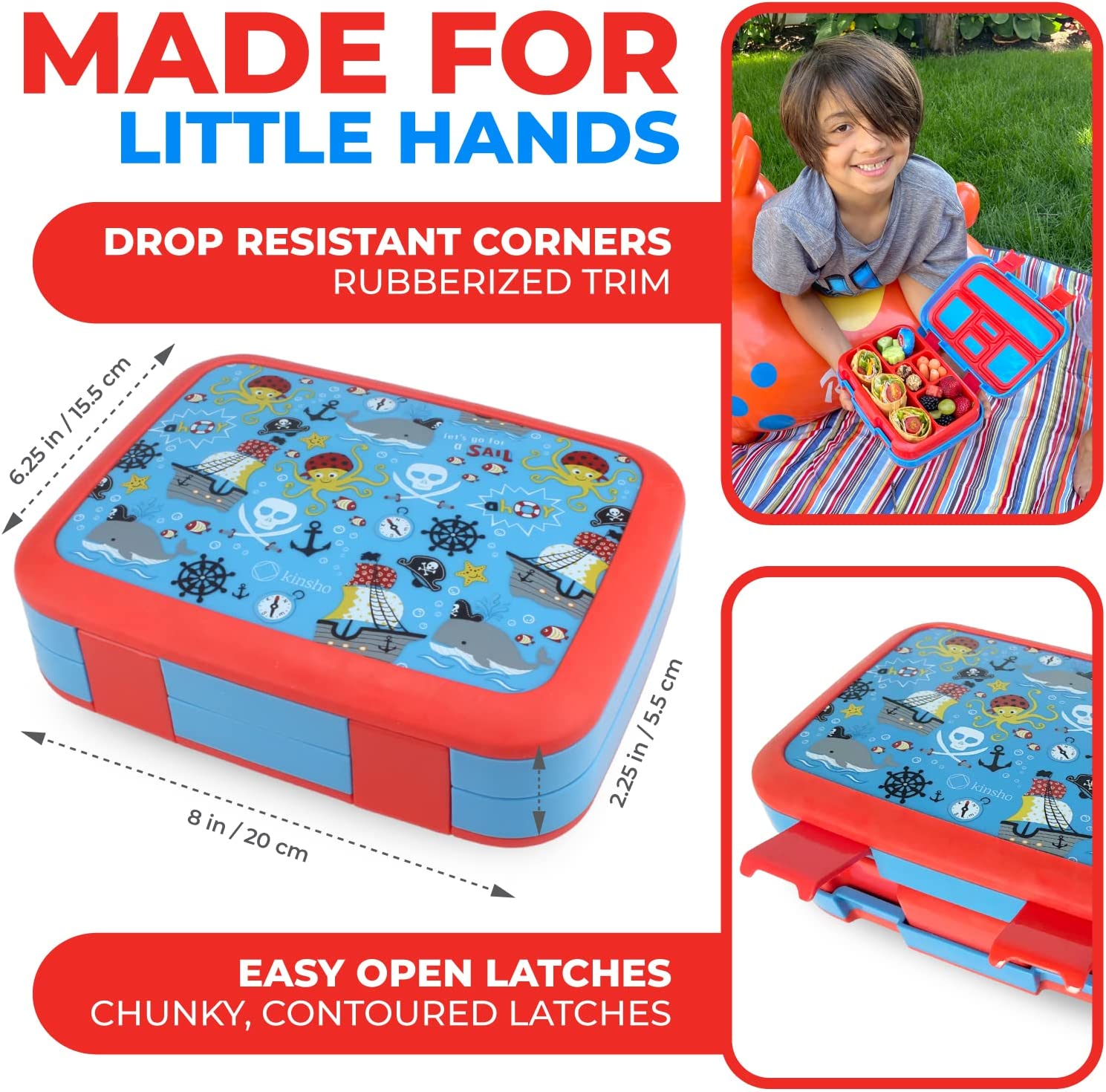 LONCHERA BENTO PARA NIÑOS PEQUEÑOS, 5 SECCIONES DE PORCIONES - 3