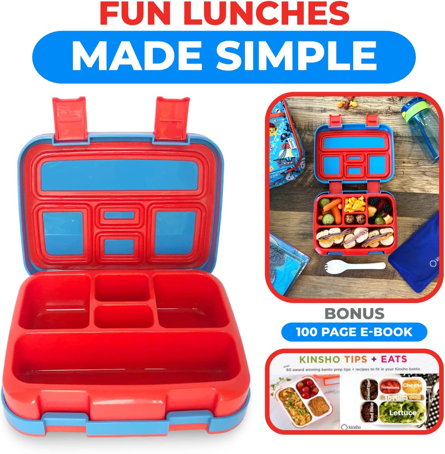LONCHERA BENTO PARA NIÑOS PEQUEÑOS, 5 SECCIONES DE PORCIONES - 6