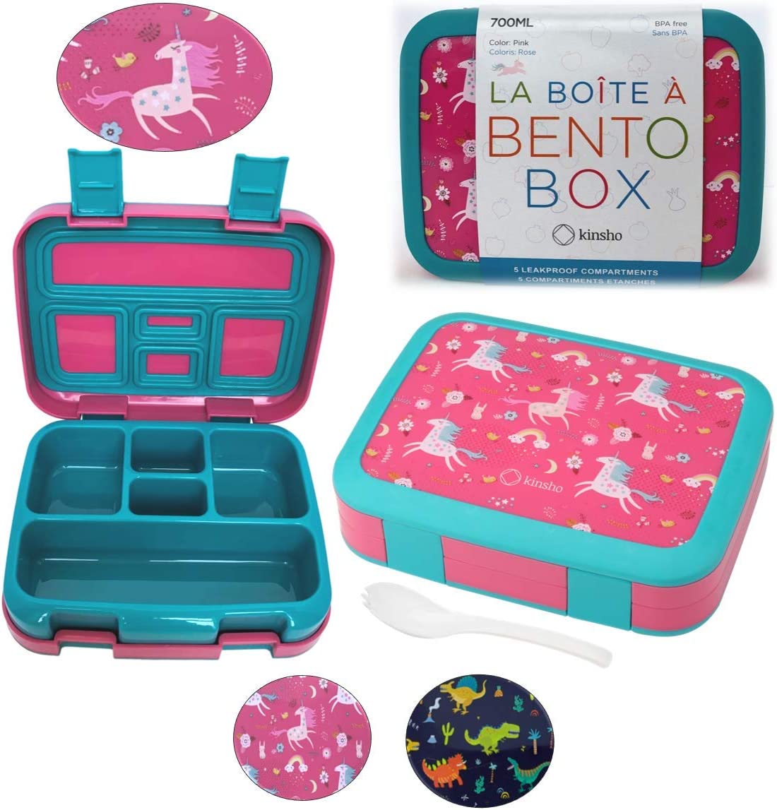 LONCHERA BENTO INFANTIL, 5 SECCIONES PARA CONTROL DE PORCIONES - 1