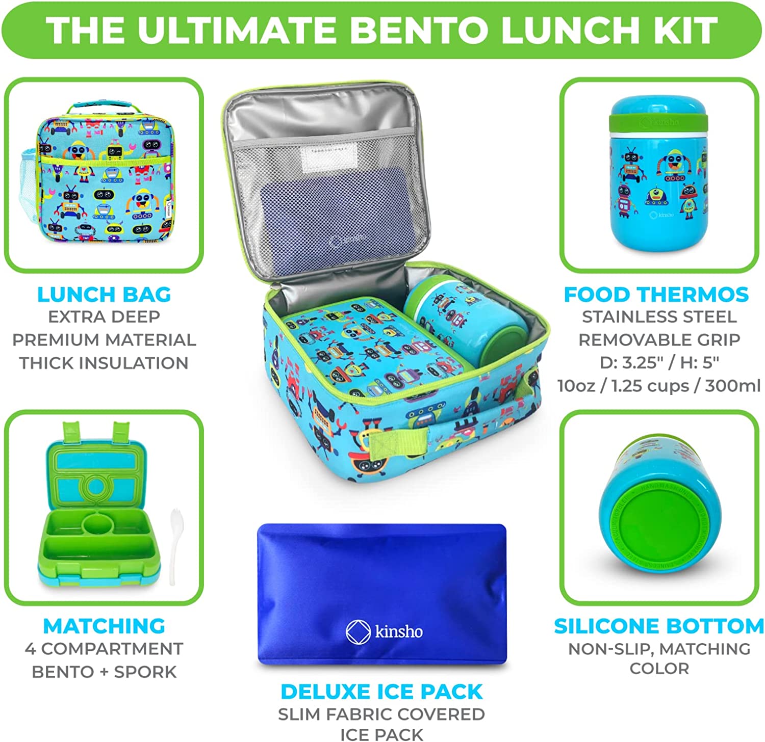 LONCHERA BENTO PARA NIÑOS CON TARRO DE ALIMENTOS TÉRMICO PARA SOPA O ALIMENTOS CALIENTES - 2