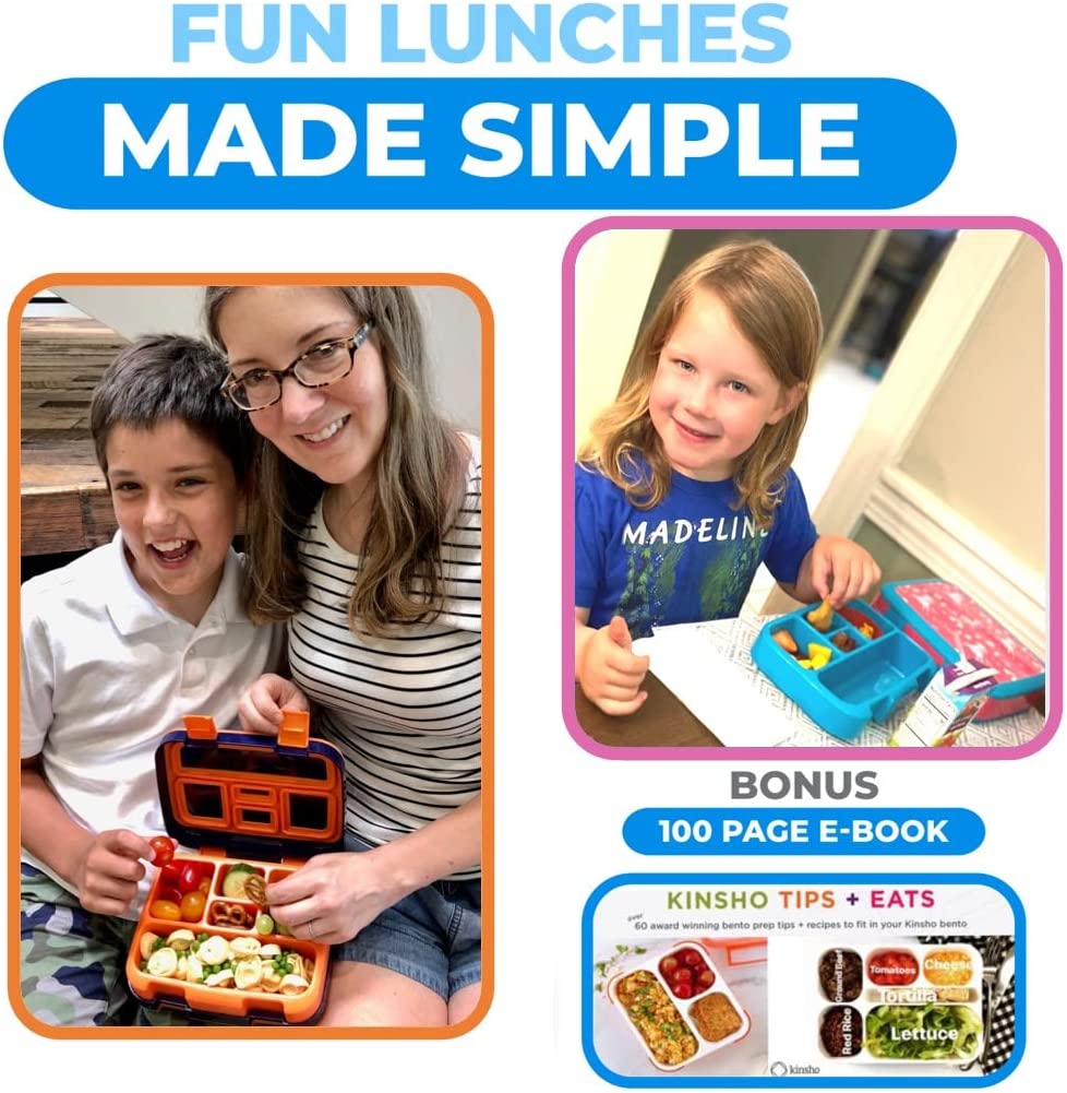 LONCHERA BENTO PARA NIÑOS Y NIÑAS, 5 SECCIONES DE PORCIONES PAQUETE DE 2 UNIDADES - 6