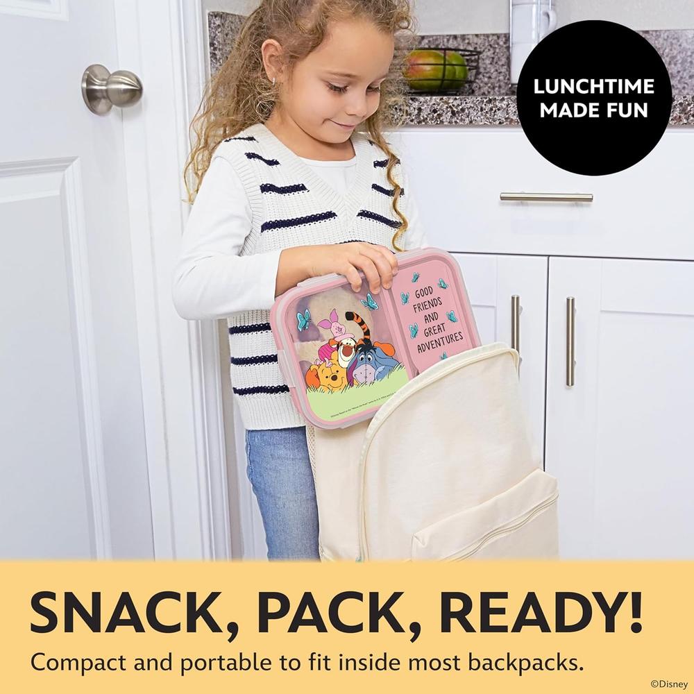 WINNIE POOH Y AMIGOS | CAJA DE BENTO CON COMPARTIMENTOS DIVIDIDOS Y TENEDOR DE DISNEY | ROSA - 3