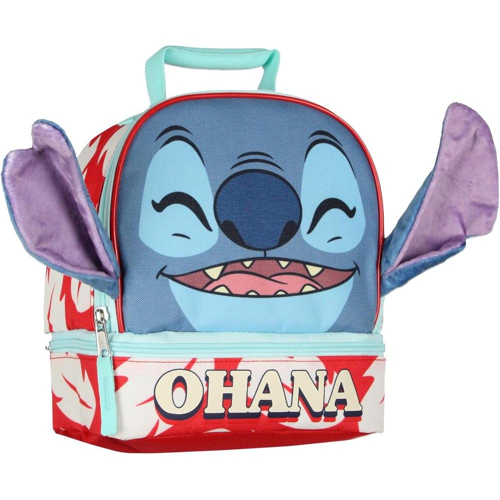 LILO Y STITCH | LONCHERA DE DOBLE COMPARTIMIENTO CON FORRO AISLANTE DE STITCH 3D - 1
