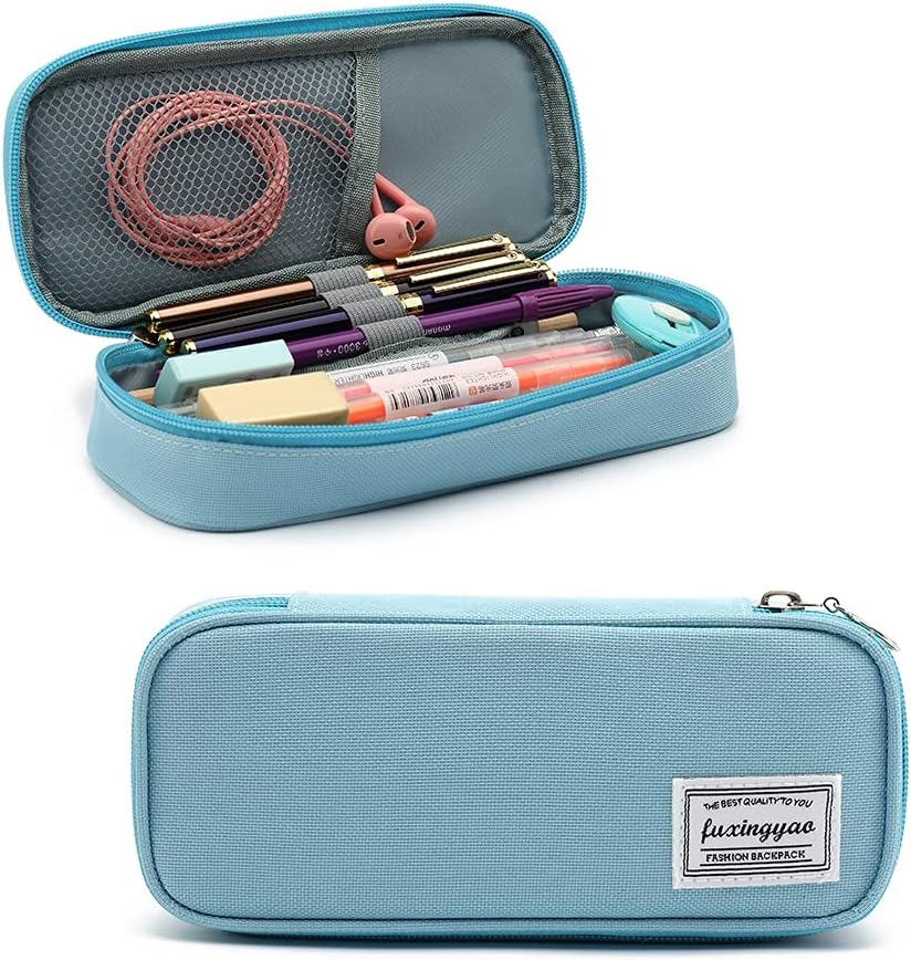 ESTUCHE PARA LÁPICES CON VARIAS RANURAS, CARTUCHERA PARA NIÑOS Y ADULTOS, PARA OFICINA Y ESCUELA – AZUL - 1