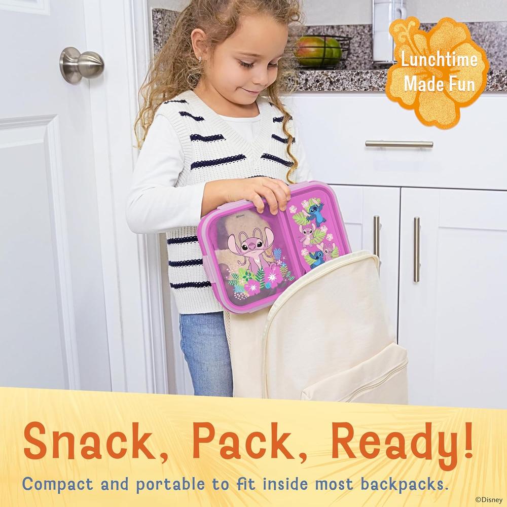LILO Y STITCH | CAJA DE BENTO CON COMPARTIMENTOS DIVIDIDOS Y TENEDOR DE DISNEY | ROSA - 3