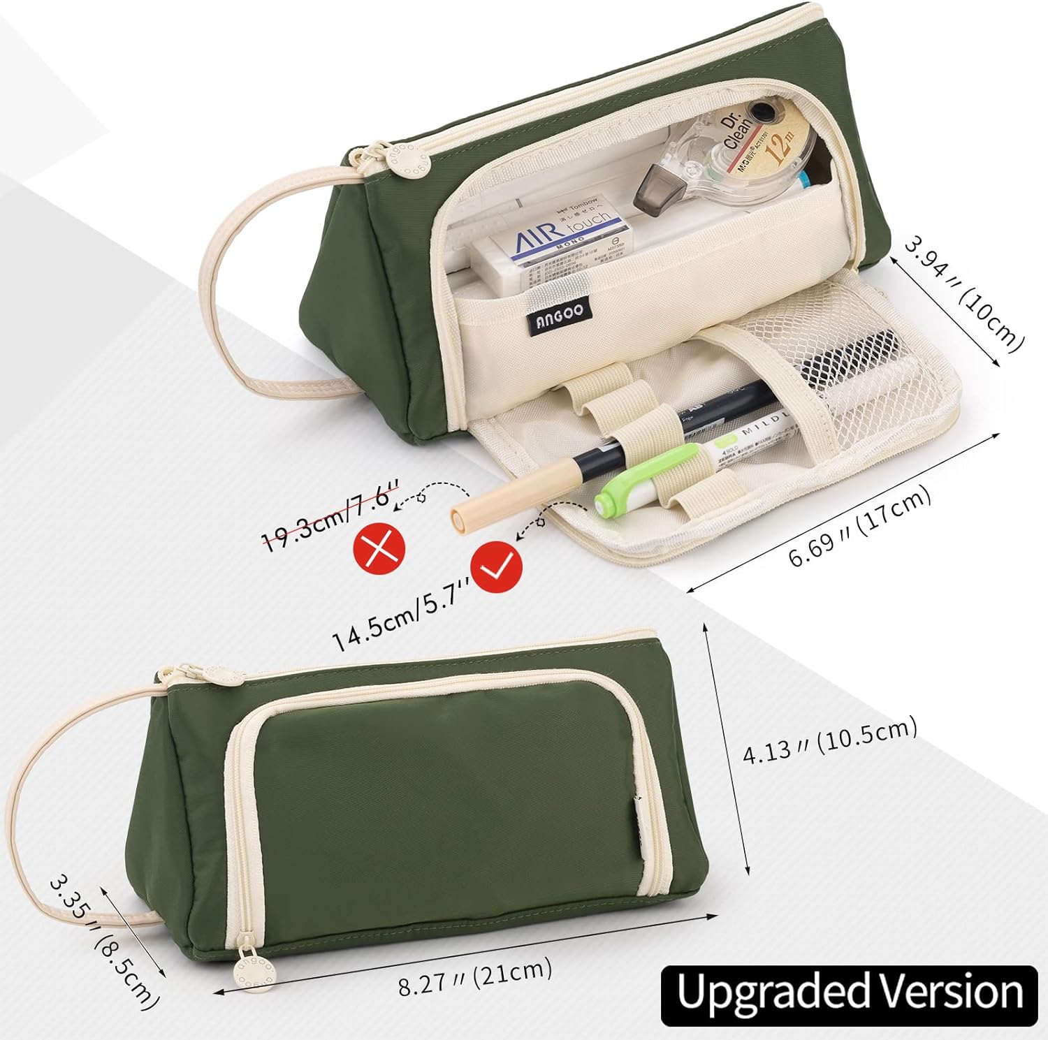 EASTHILL - ESTUCHE PARA LÁPICES DE GRAN CAPACIDAD ESCOLAR, OFICINA Y COLEGIAL PARA NIÑOS Y ADULTOS - VERDE - 4