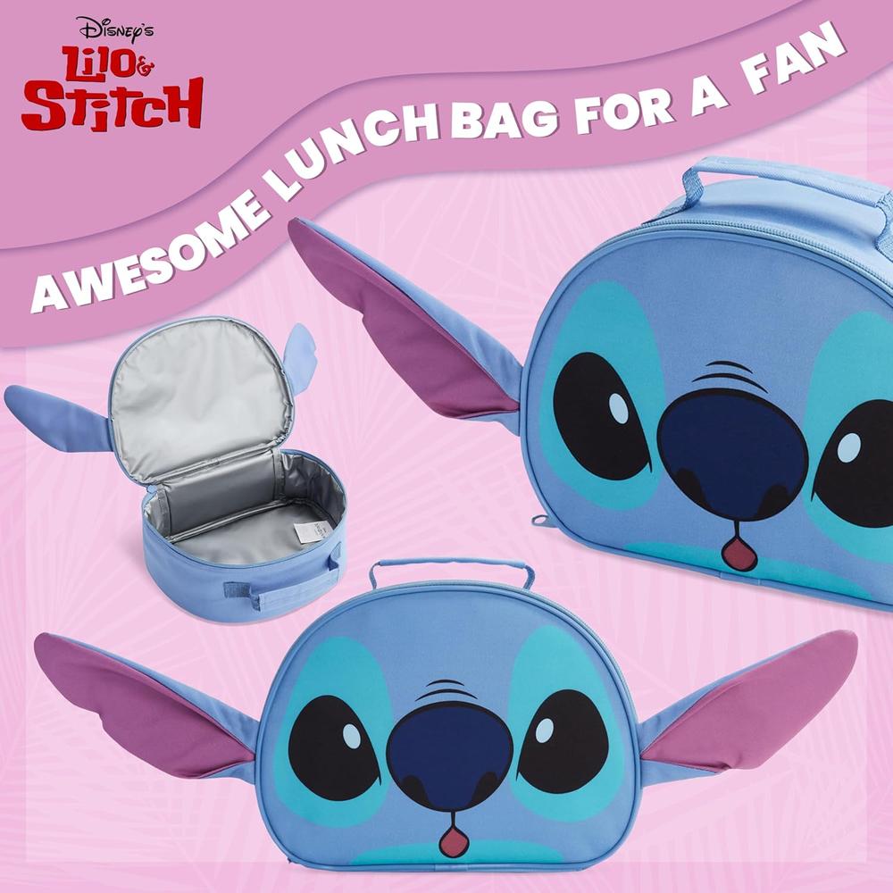 LILO Y STITCH | LONCHERA CON FORRO AISLANTE CON DISEÑO DE STITCH 3D - 3