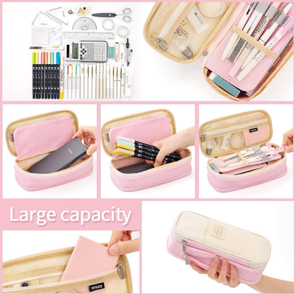 EASTHILL ESTUCHE PARA LÁPICES DE GRAN CAPACIDAD, OFICINA, UNIVERSIDAD, ESCUELA, BOLSA DE ALTA CAPACIDAD – AZUL/ROSA - 4