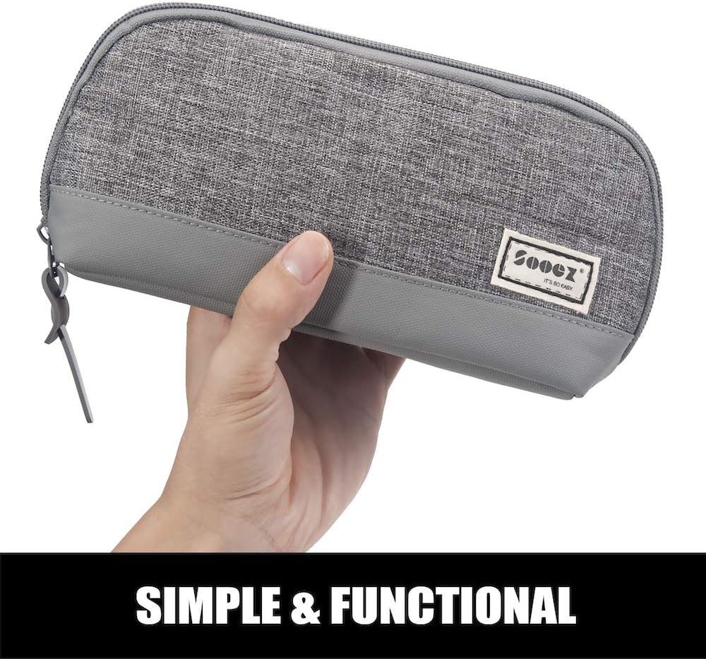 SOOEZ - ESTUCHE PARA LÁPICES DE APERTURA ANCHA - GRIS - 3