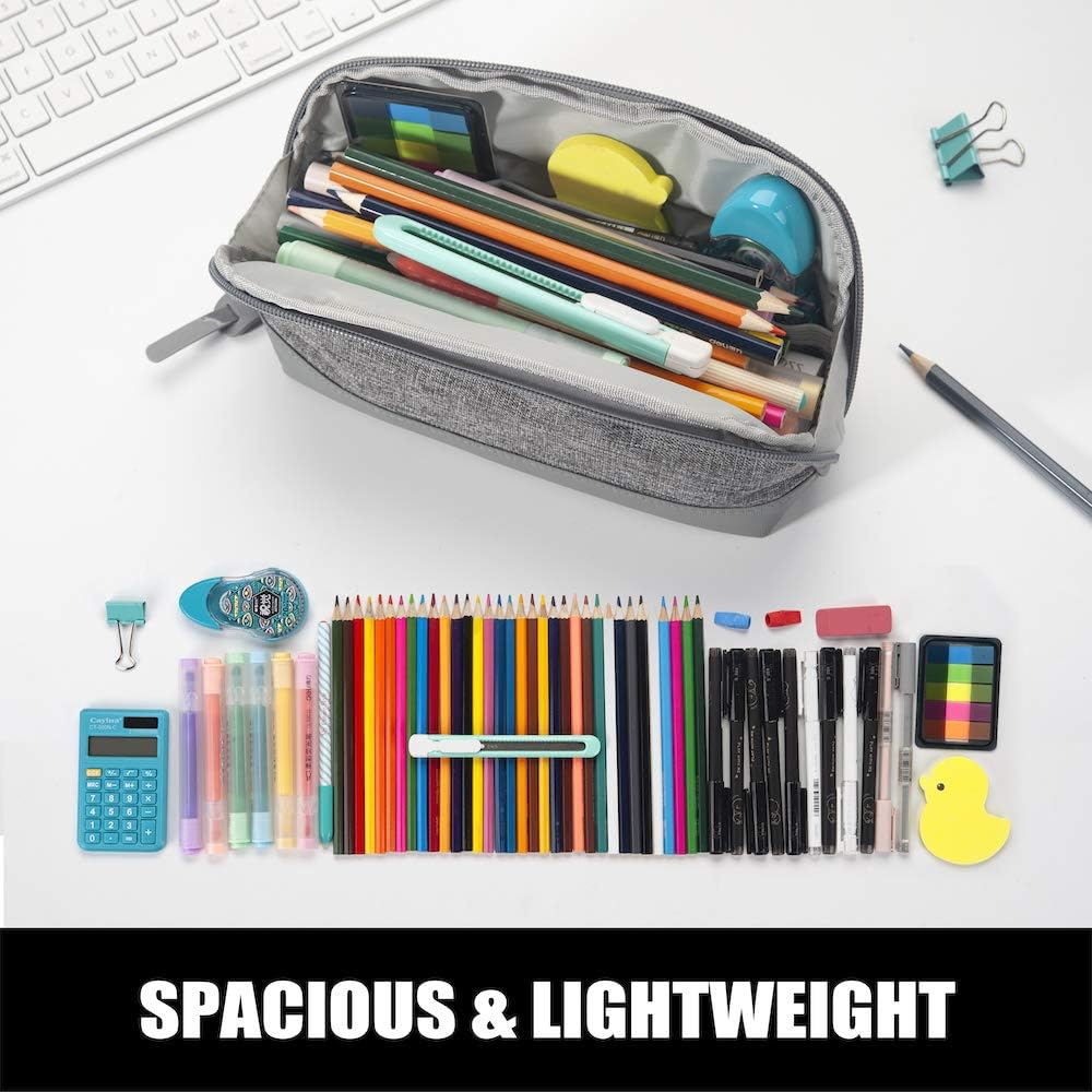 SOOEZ - ESTUCHE PARA LÁPICES DE APERTURA ANCHA - GRIS - 4