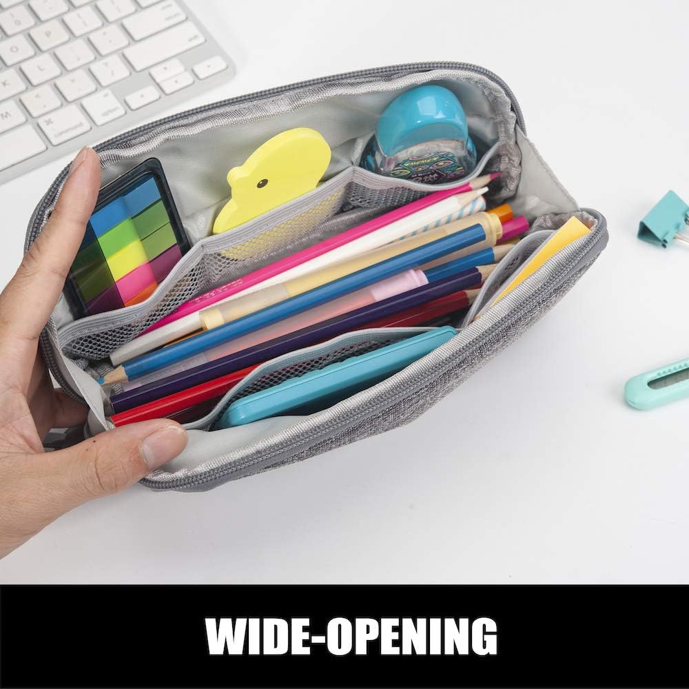 SOOEZ - ESTUCHE PARA LÁPICES DE APERTURA ANCHA - GRIS - 5
