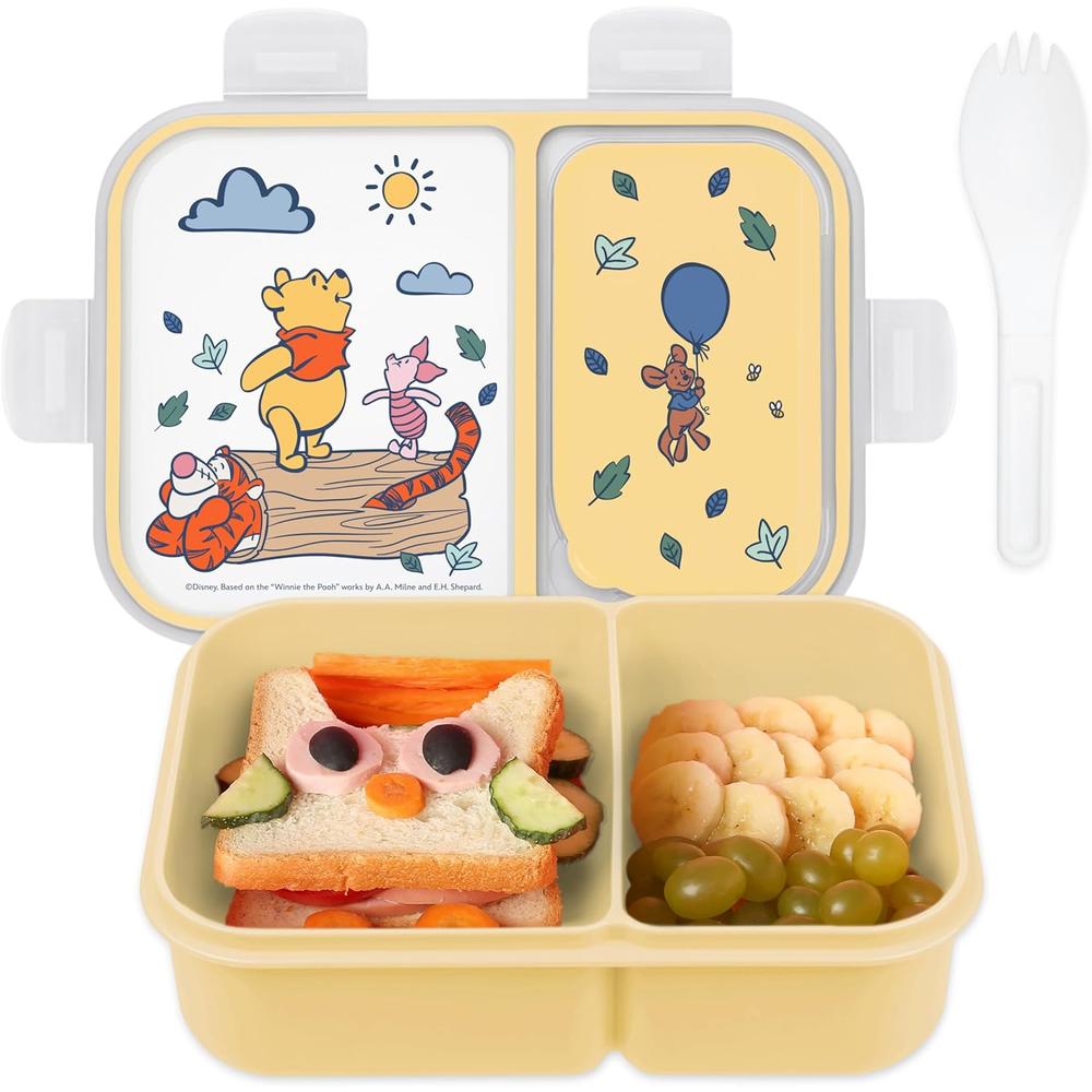 WINNIE POOH | CAJA DE BENTO CON COMPARTIMENTOS DIVIDIDOS Y TENEDOR DE DISNEY | AMARILLO - 1
