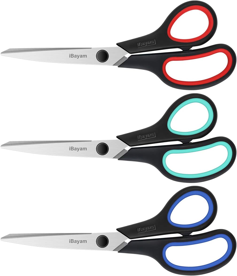 IBAYAM - TIJERAS MULTIUSOS DE 8 PULGADAS, PAQUETE DE 3 UNIDADES, ULTRA AFILADAS - 2