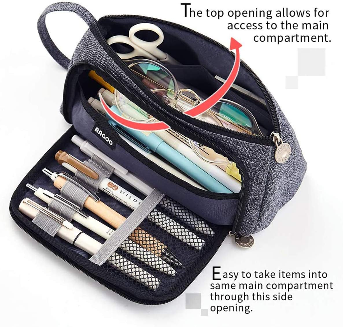EASTHILL - ESTUCHE PARA LÁPICES DE GRAN CAPACIDAD ESCOLAR, OFICINA Y COLEGIAL PARA NIÑOS Y ADULTOS - NEGRO - 4