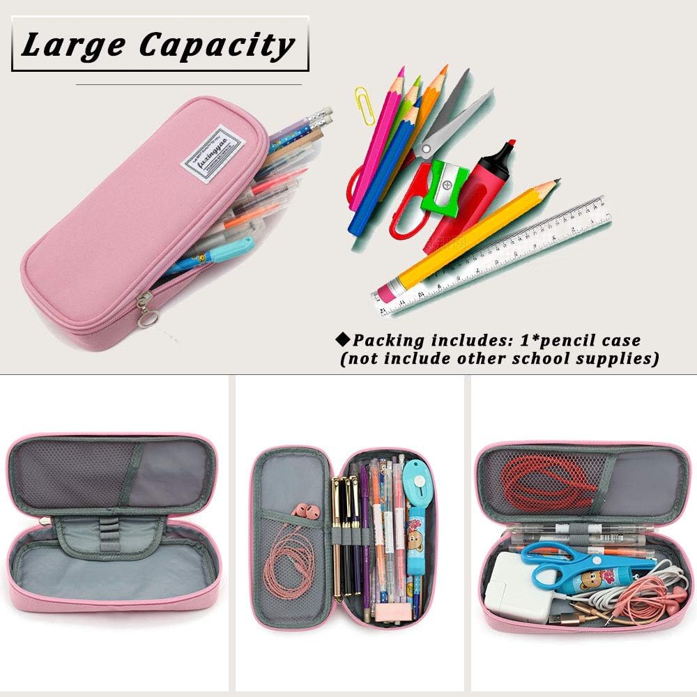 ESTUCHE PARA LÁPICES CON VARIAS RANURAS, CARTUCHERA PARA NIÑOS Y ADULTOS, PARA OFICINA Y ESCUELA – ROSADO - 5