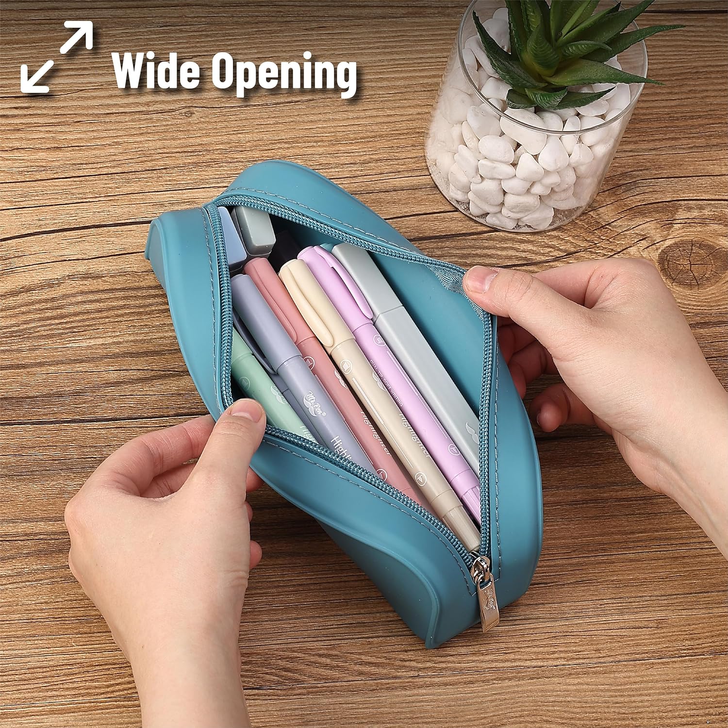 MR. PEN - ESTUCHE PEQUEÑO DE SILICONA PARA LÁPICES, ESTÉTICO DE SILICONA - AZUL - 6