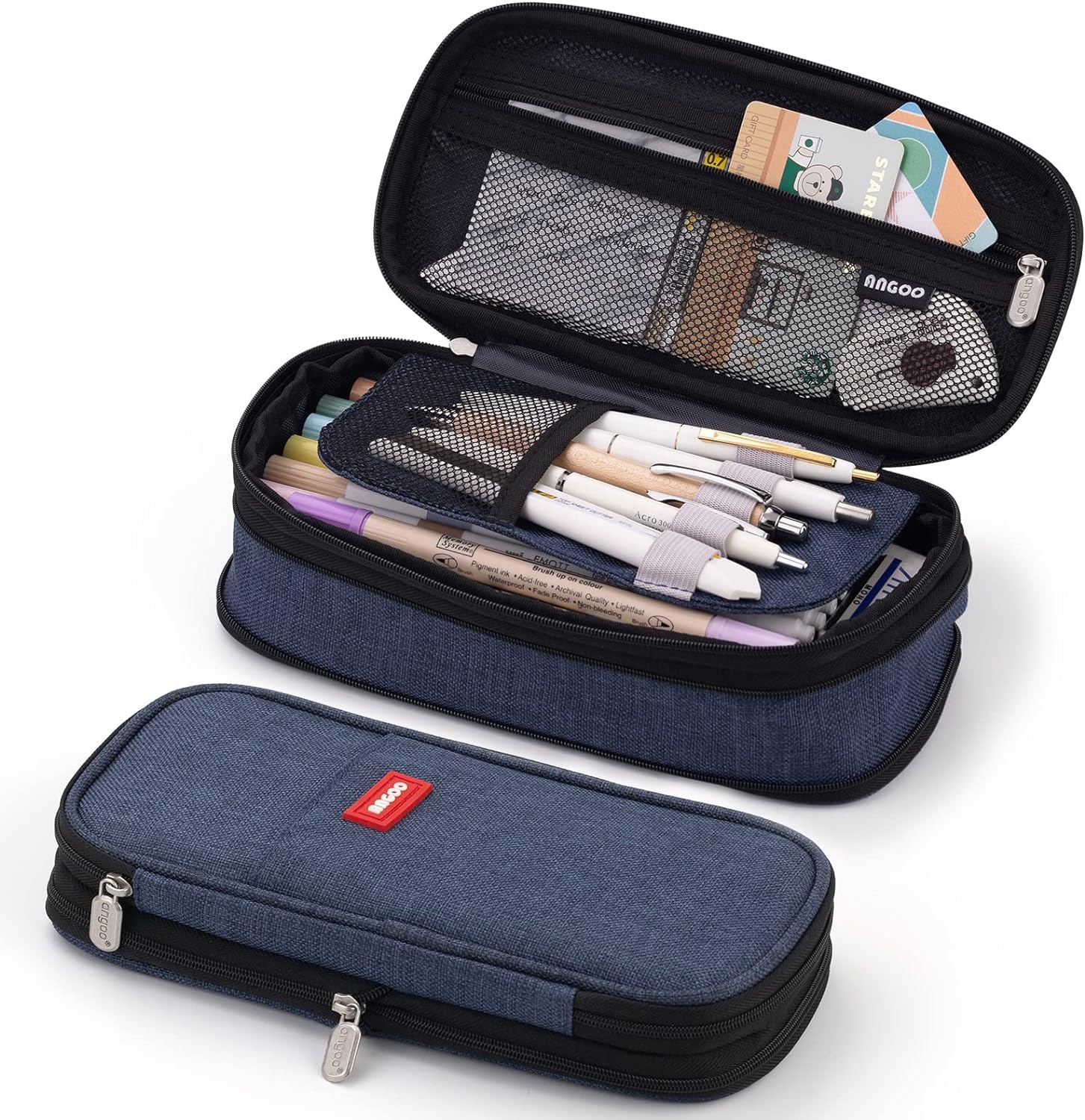 EASTHILL ESTUCHE PARA LÁPICES DE GRAN CAPACIDAD,BOLSA GRANDE PARA LÁPICES DE PAPELERÍA Y BOLÍGRAFOS PARA NIÑAS ADOLESCENTES-AZUL - 1