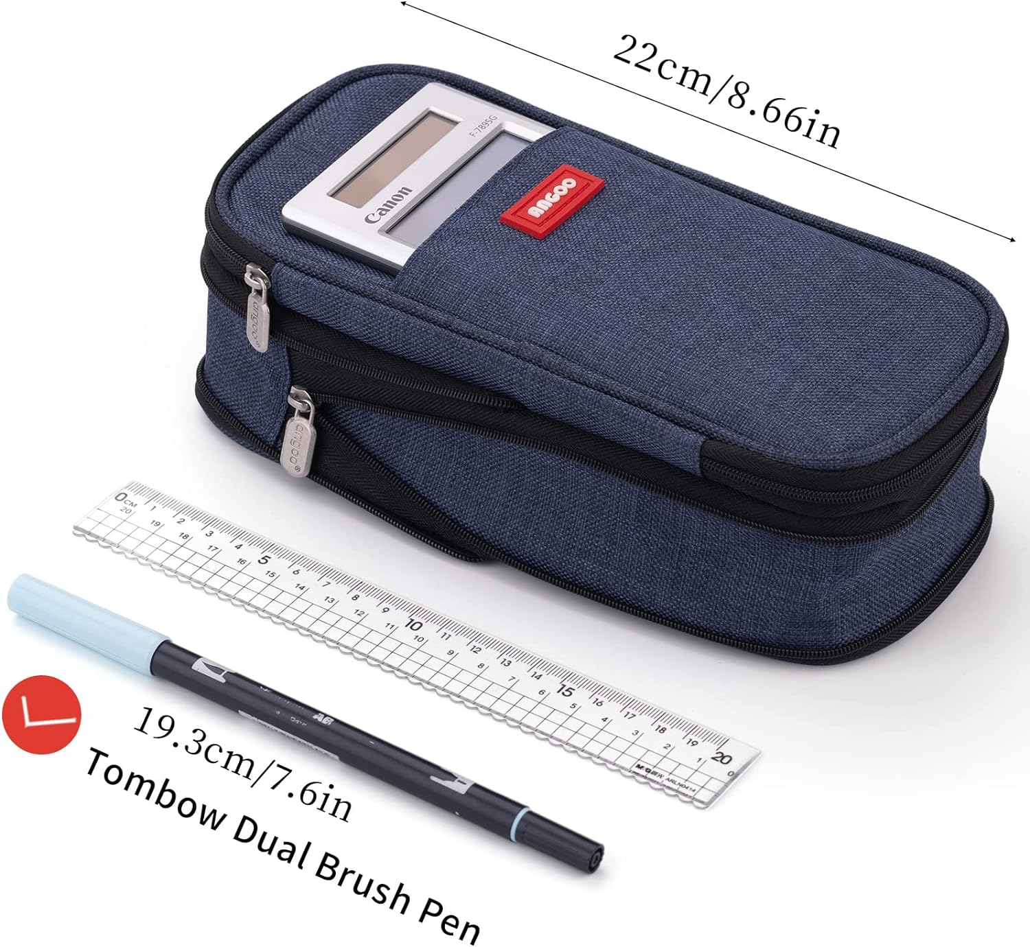 EASTHILL ESTUCHE PARA LÁPICES DE GRAN CAPACIDAD,BOLSA GRANDE PARA LÁPICES DE PAPELERÍA Y BOLÍGRAFOS PARA NIÑAS ADOLESCENTES-AZUL - 5