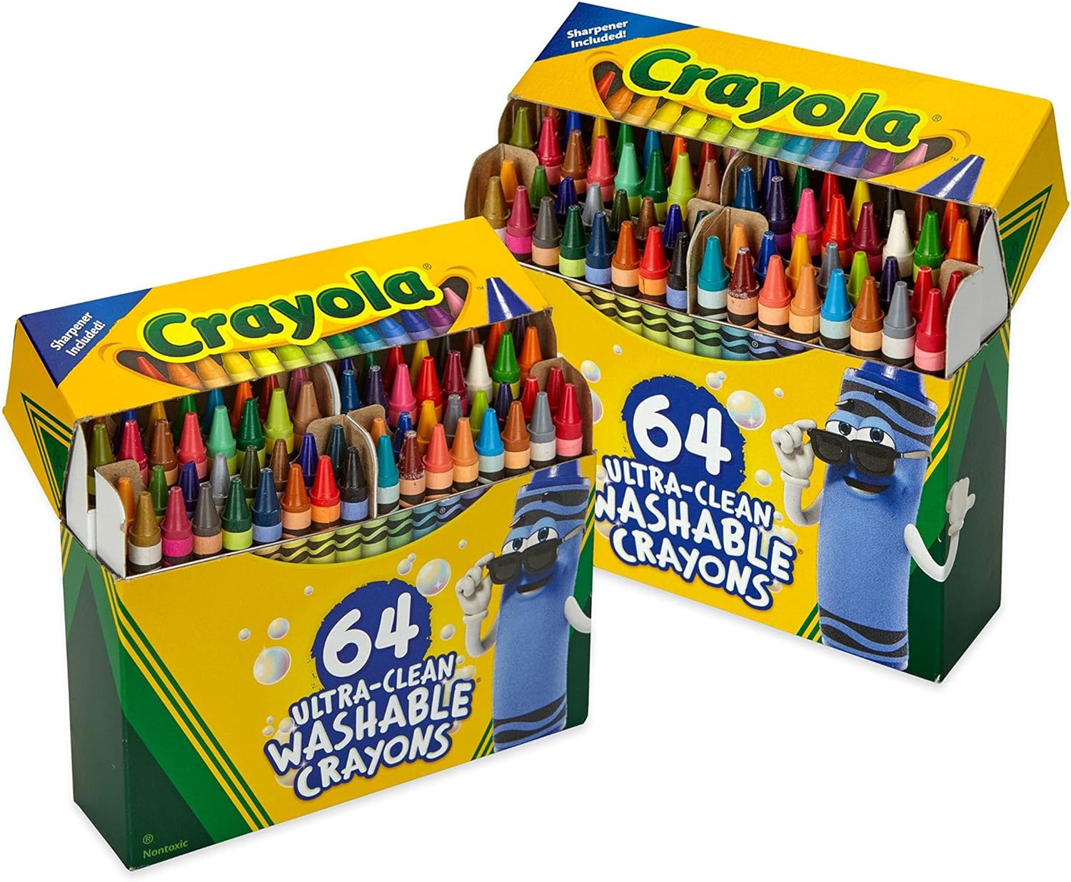 CRAYOLA CRAYONES LAVABLES, 64 UNIDADES (2 CAJAS), CRAYONES A GRANEL PARA NIÑOS - 1