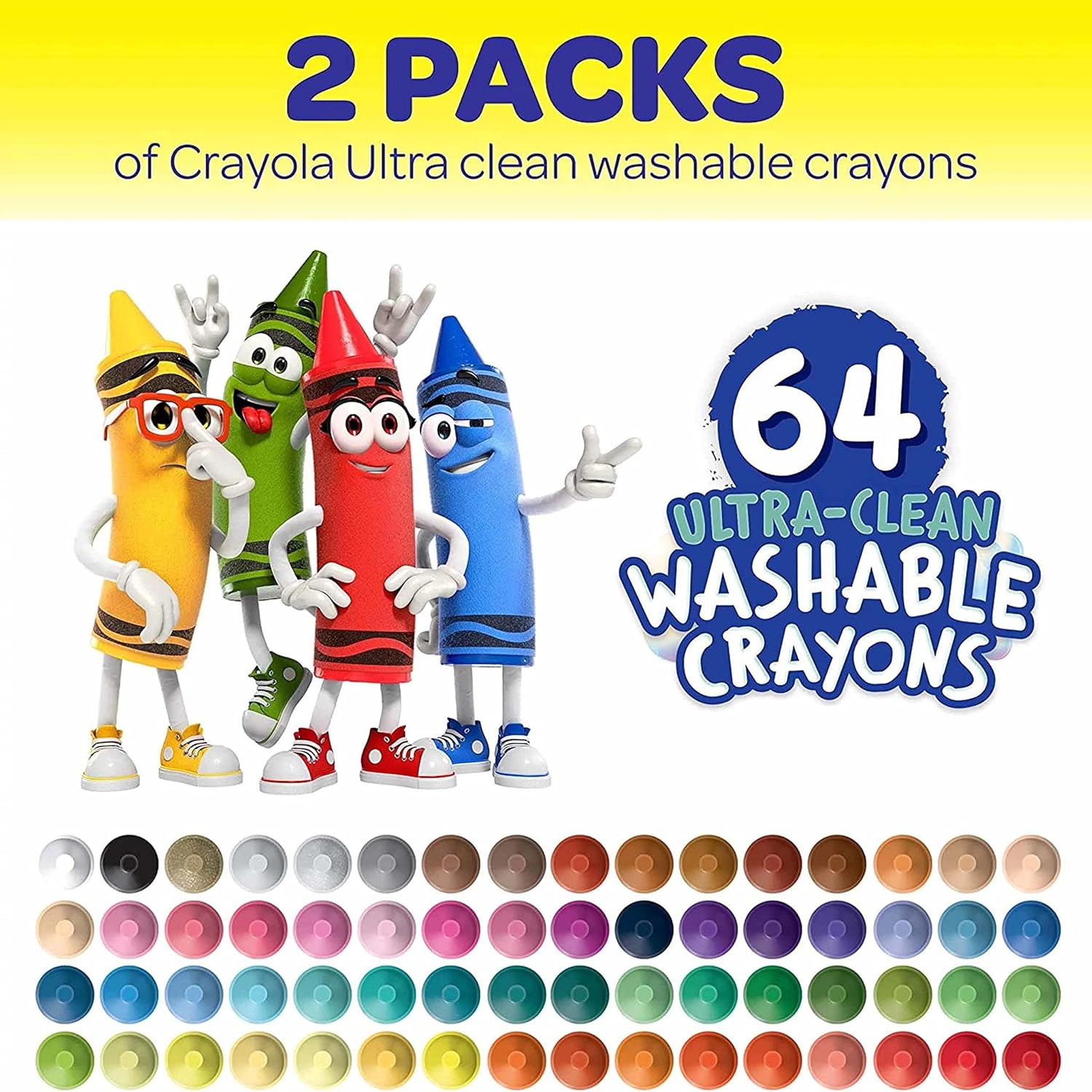 CRAYOLA CRAYONES LAVABLES, 64 UNIDADES (2 CAJAS), CRAYONES A GRANEL PARA NIÑOS - 3