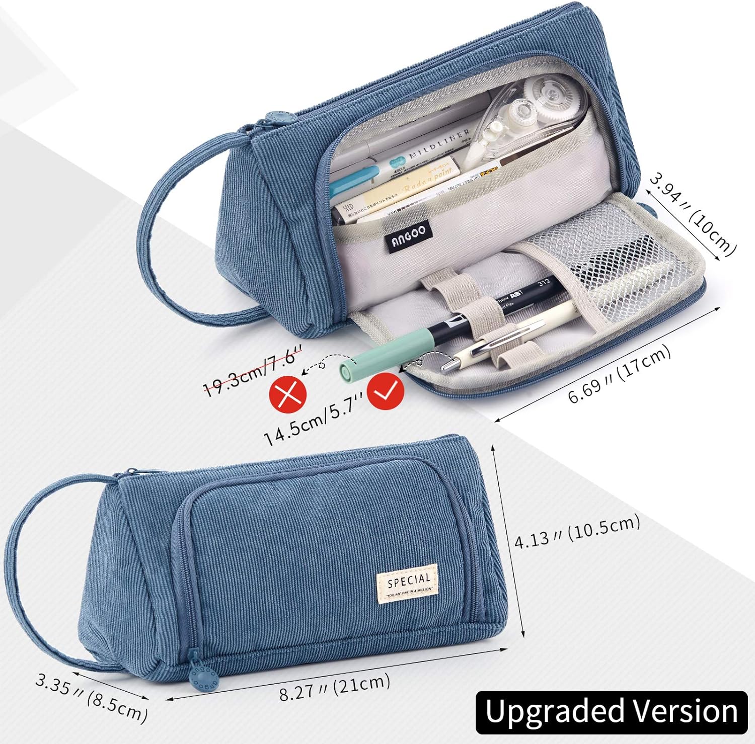 EASTHILL - ESTUCHE PARA LÁPICES DE GRAN CAPACIDAD ESCOLAR, OFICINA Y COLEGIAL PARA NIÑOS Y ADULTOS - AZUL - 5