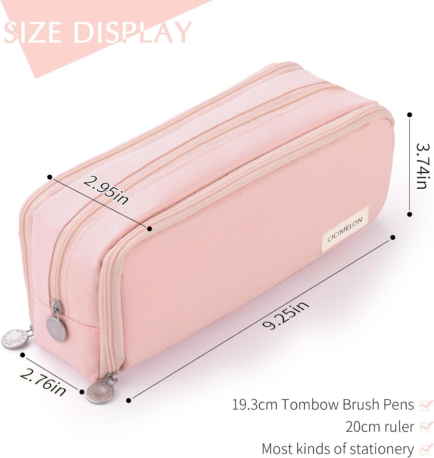 CICIMELON - ESTUCHE DE CAPACIDAD PARA LÁPICES CON 3 COMPARTIMENTOS PARA LA ESCUELA, ADOLESCENTE, NIÑA, HOMBRE Y MUJER - ROSADO - 6