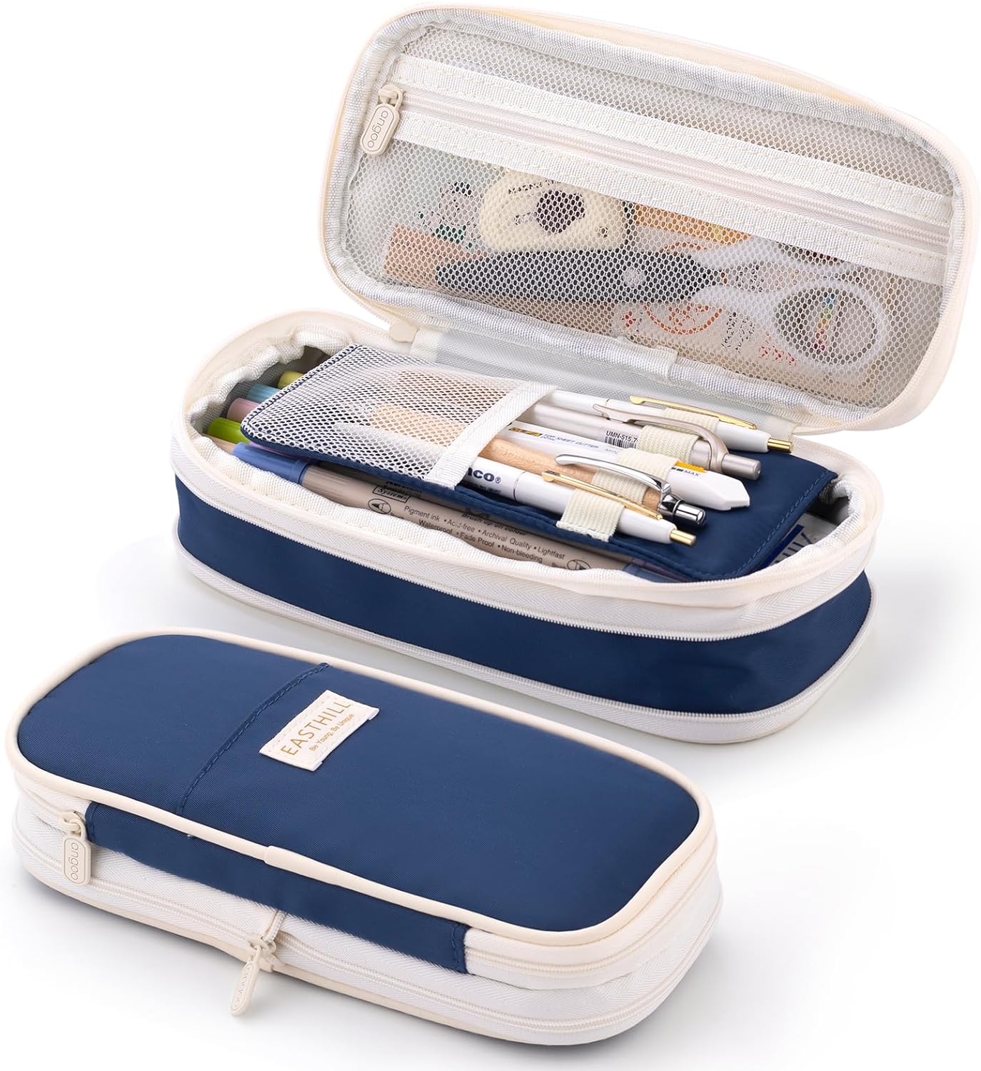 EASTHILL ESTUCHE PARA LÁPICES DE GRAN CAPACIDAD,BOLSA GRANDE PARA LÁPICES DE PAPELERÍA Y BOLÍGRAFOS PARA NIÑAS ADOLESCENTES-AZUL - 1